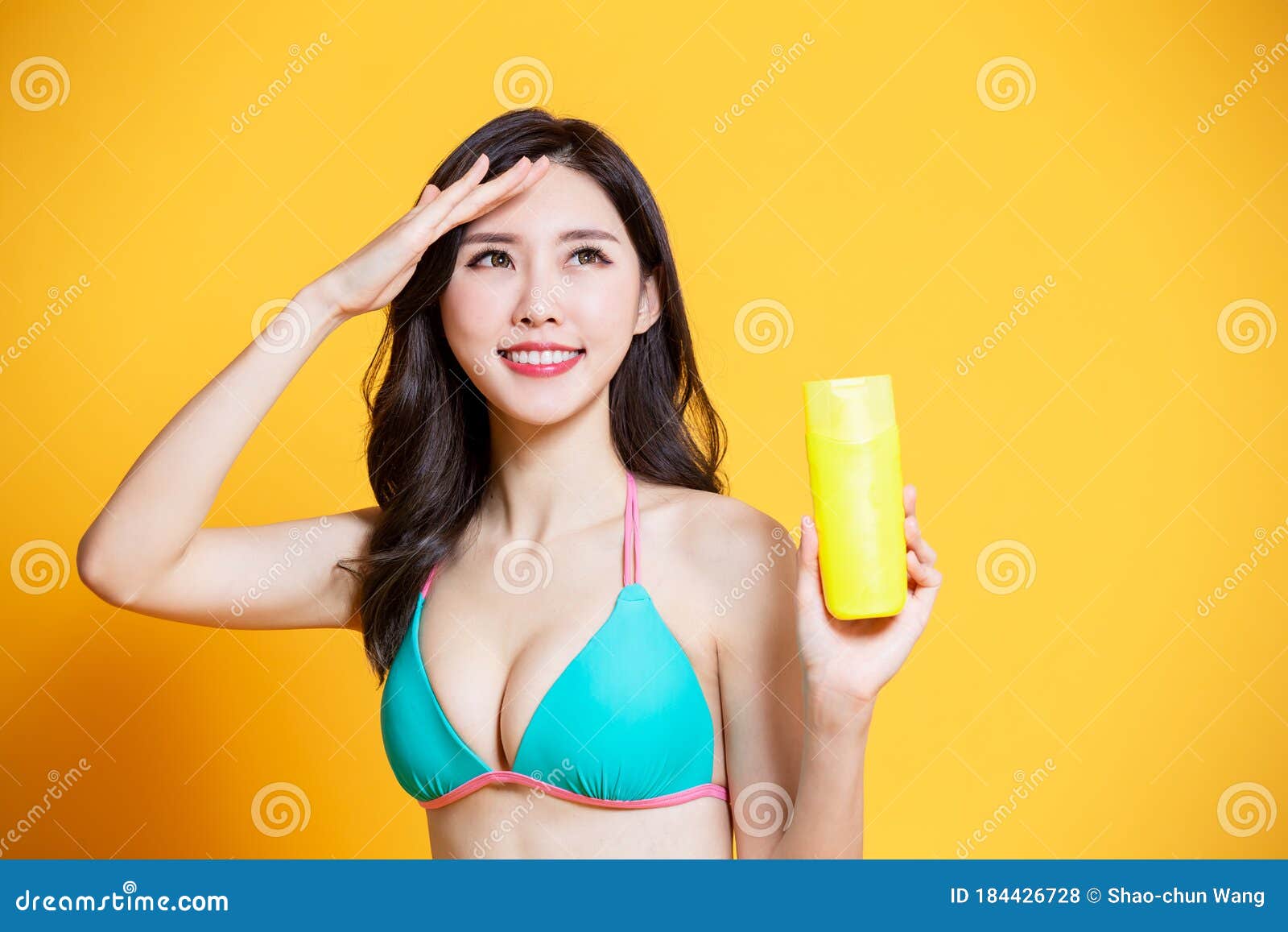 Asian Bikini Girl Take Sunscreen Stock Photo Image of lady, human