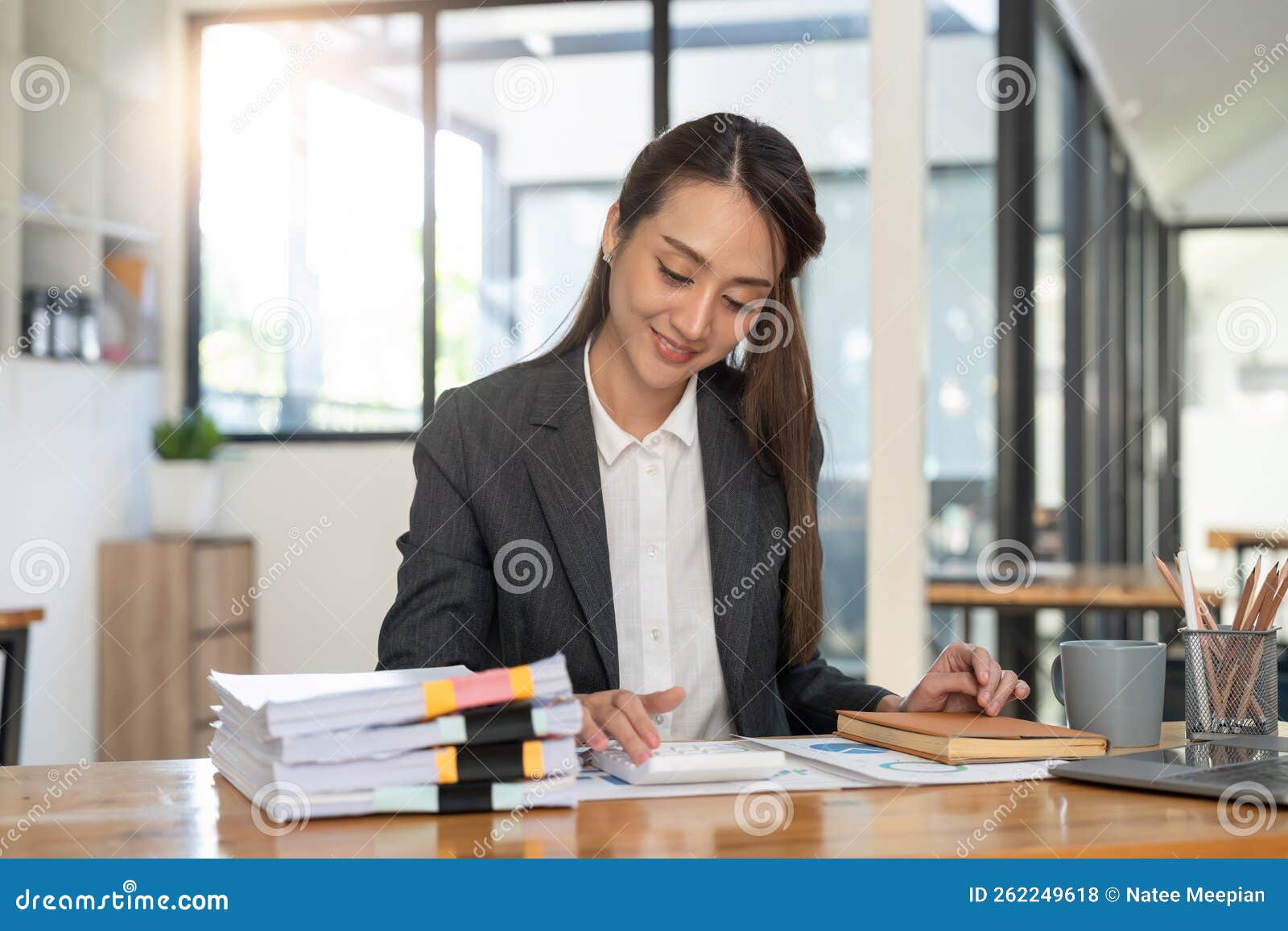 Asian Bookkeeper or Financial Inspector Hands Making Report ...