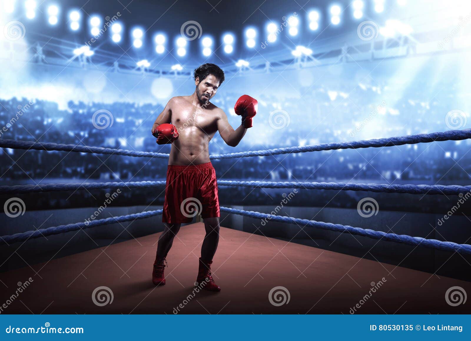 Asian Boxer Guy Training Uppercut before the Game Stock Image Image