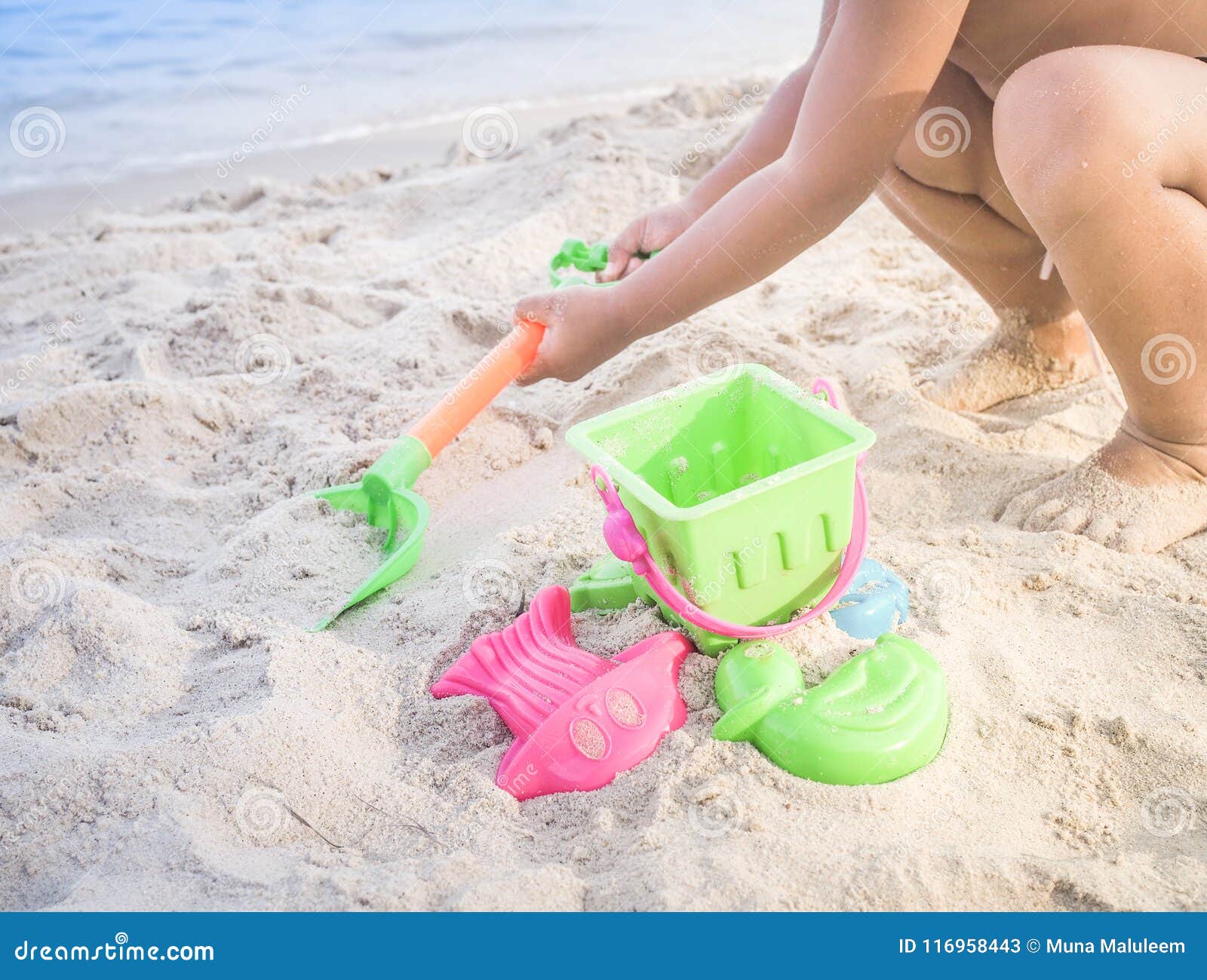 Asian Boy Digging Sand with Colorful Toy Stock Image - Image of digging ...