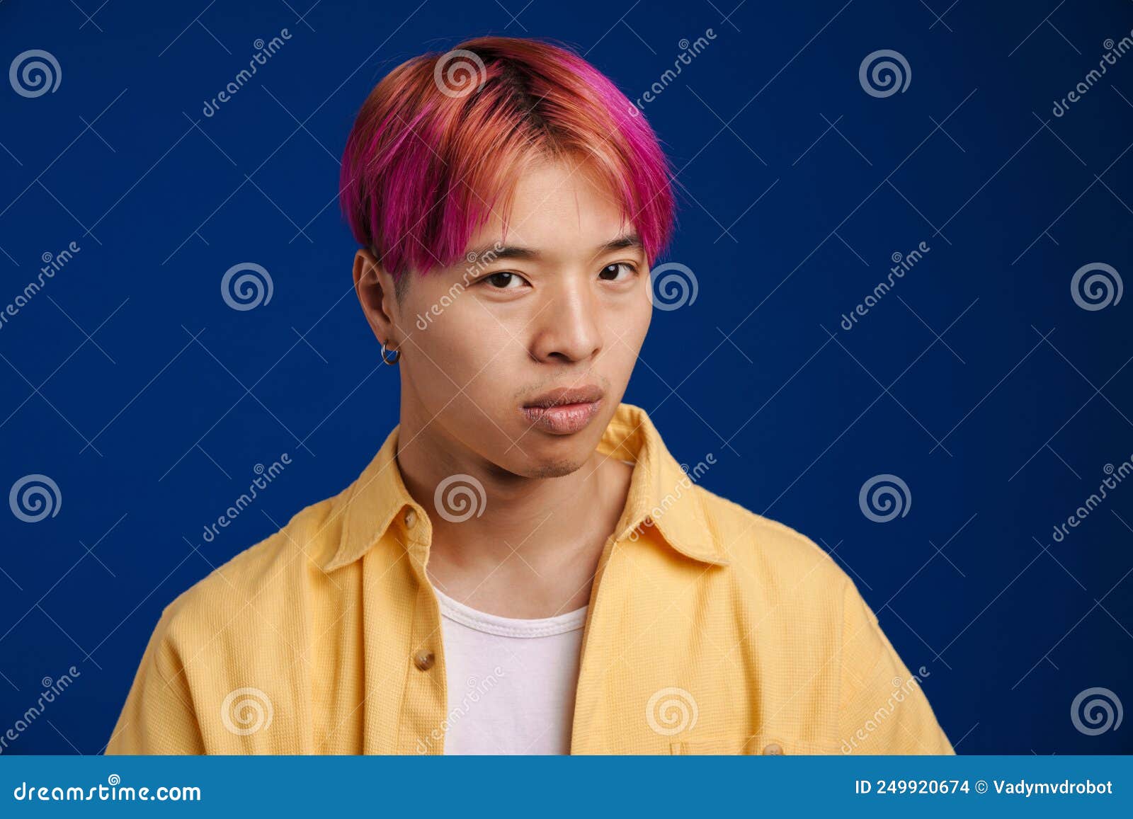 Asian Boy with Pink Hair Posing and Looking at Camera Stock Photo ...