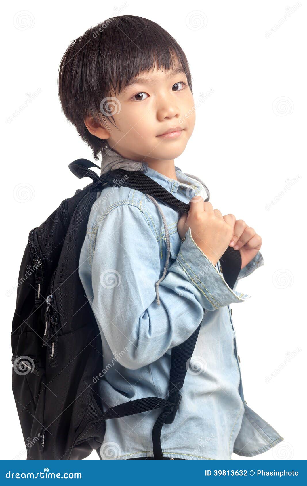 Asian Boy With School Backpack Stock Photo Image 39813632