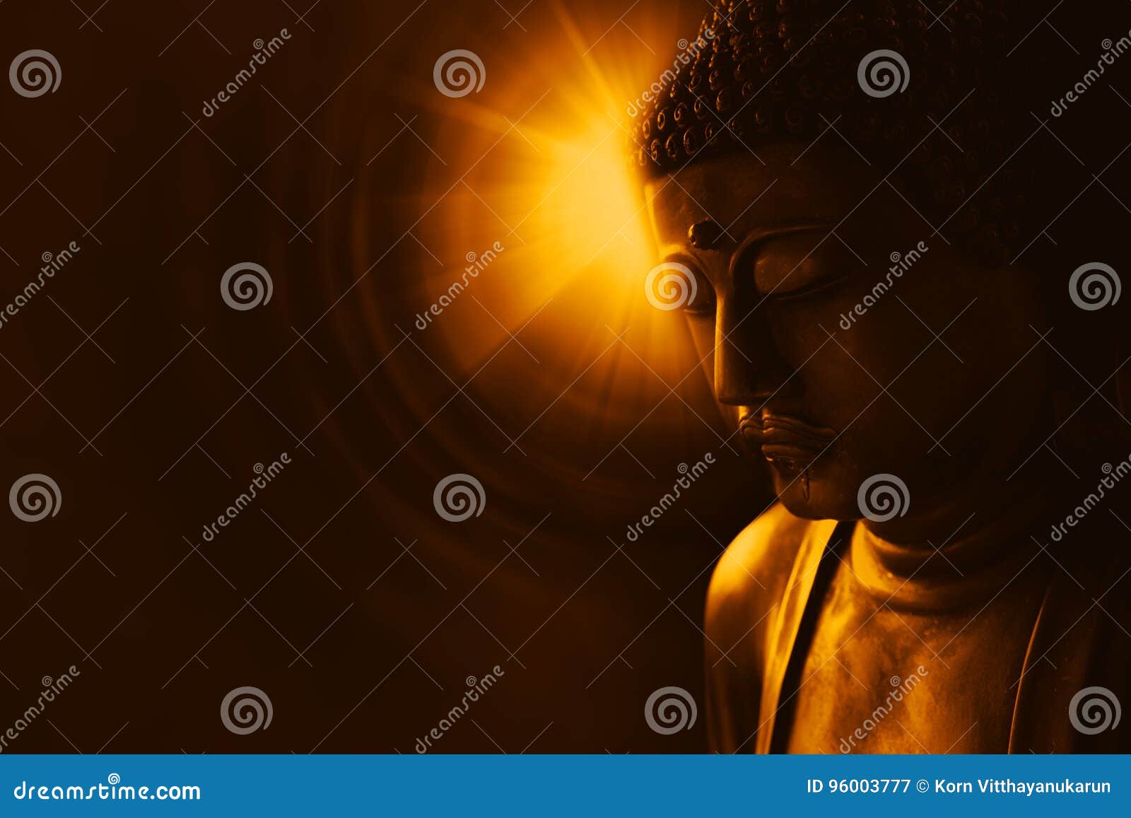 asian buddha with light of wisdom