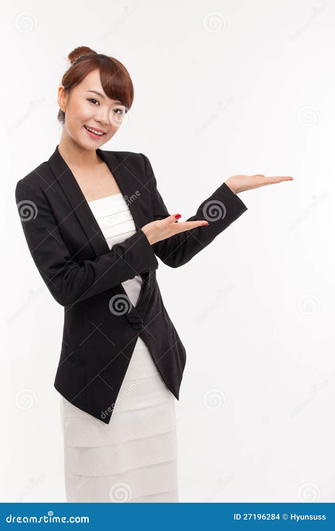 asian business woman indicate blank space.