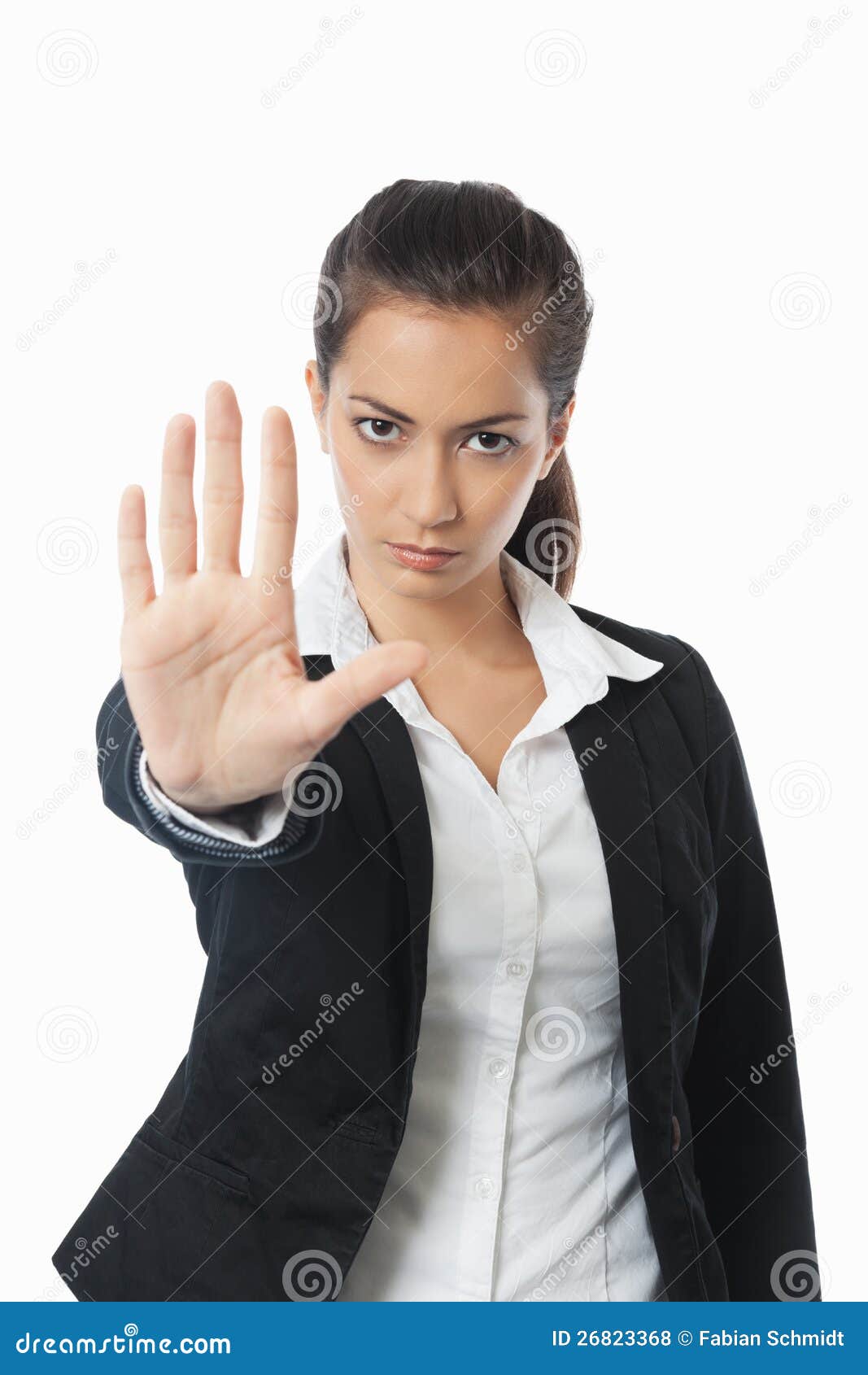 Businesswoman Trying To Stop Time Stock Photo - Image of business