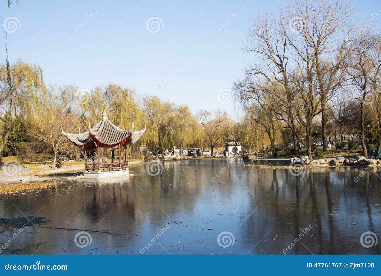 Asian China, Beijing, Taoranting Park, Winter Landscape, Pavilions
