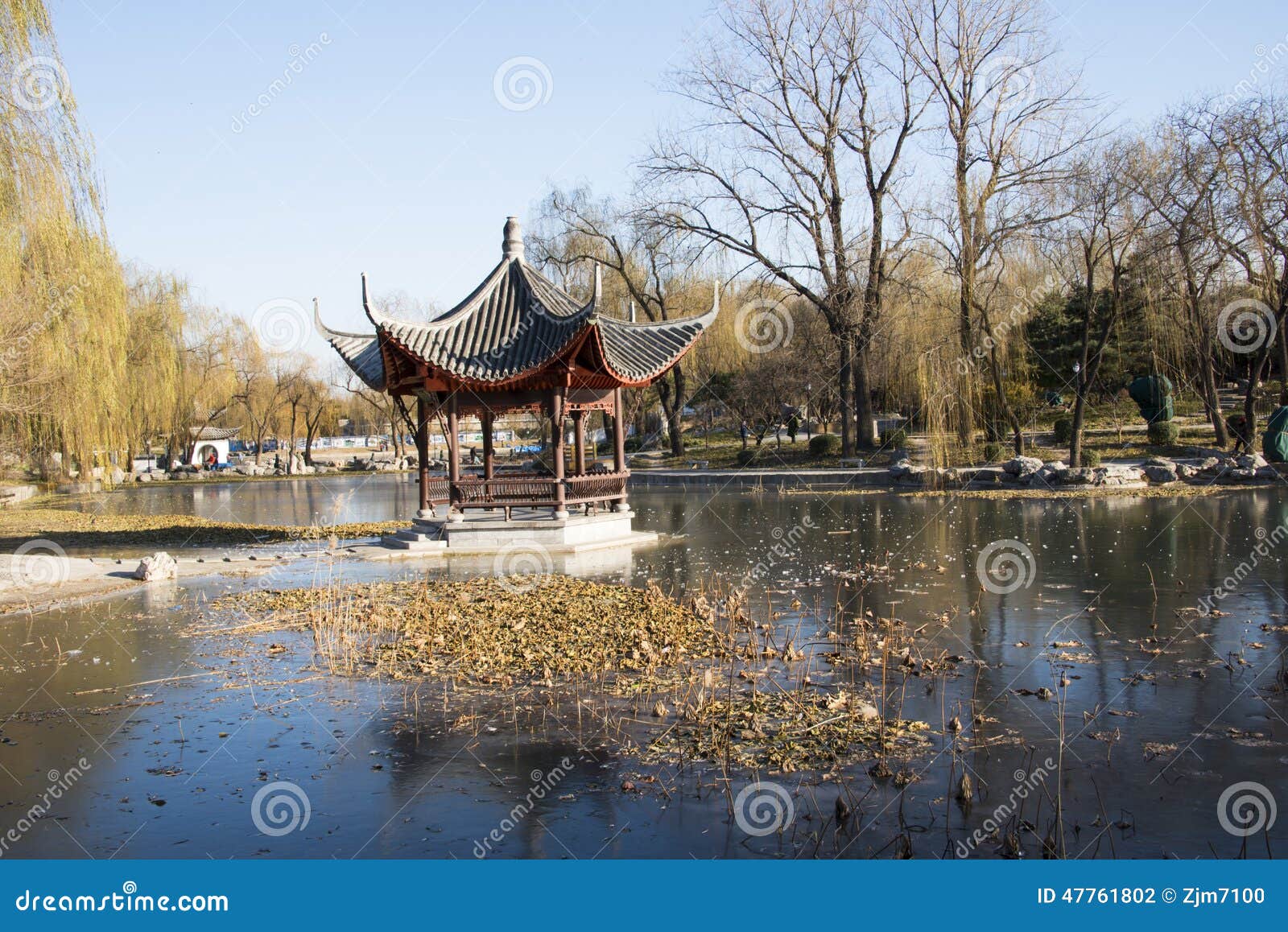 Asian China Beijing Taoranting Park Winter Landscape Pavilions