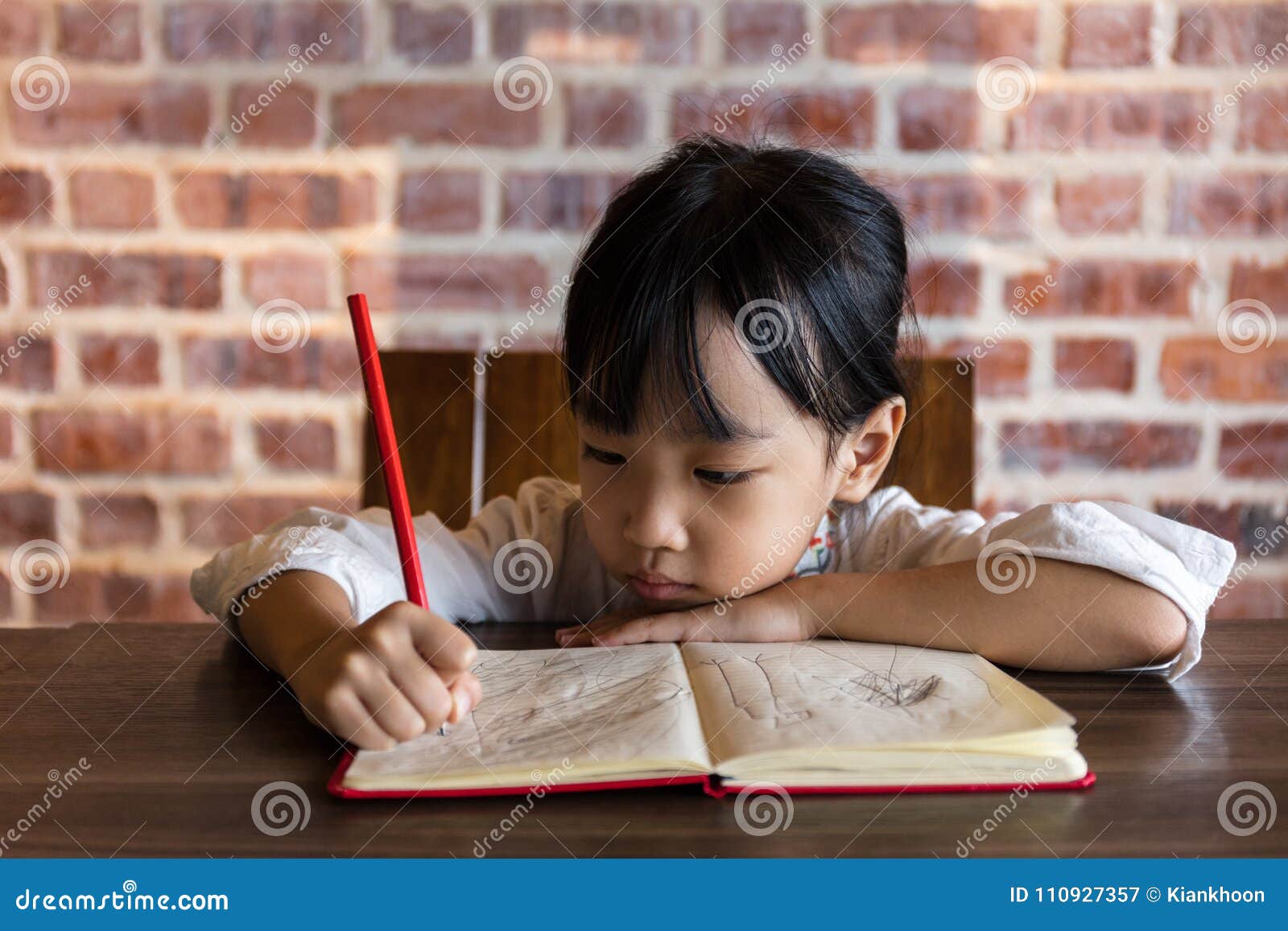 Asian Chinese Little Girl Doing Homework Stock Image Image Of Lett