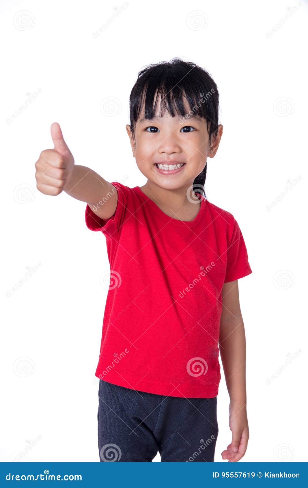 Asian Chinese Little Girl Showing Thumbs Up Stock Image - Image of ...