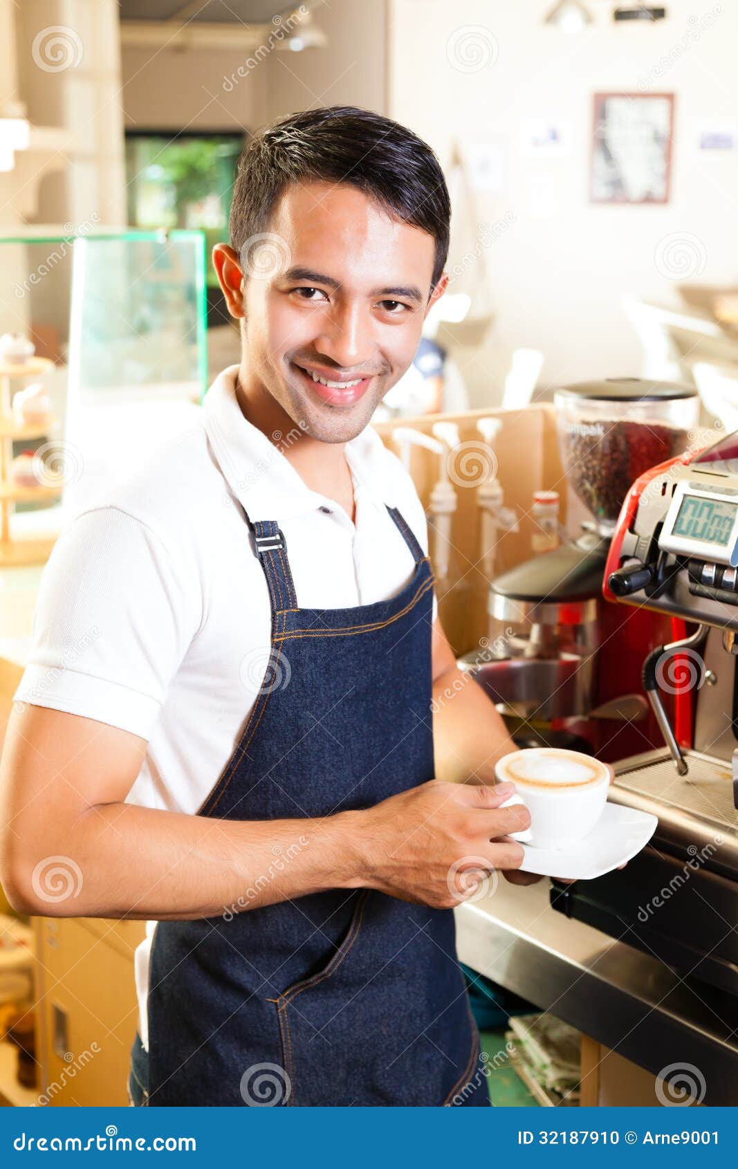 asian coffeeshop - barista presents coffee