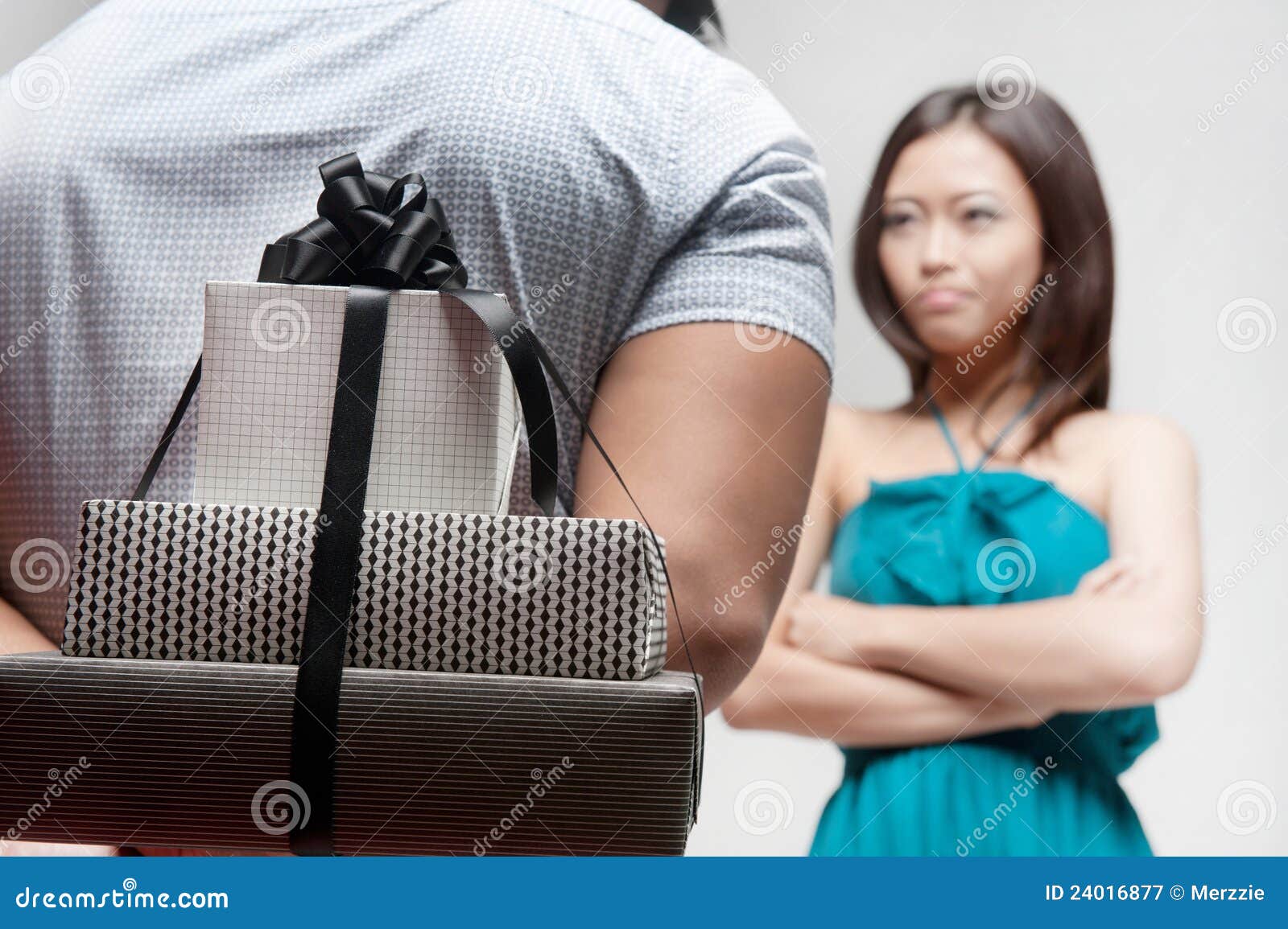 Asian Couple With Gift Stock Image Image Of Bags Boxes 24016877