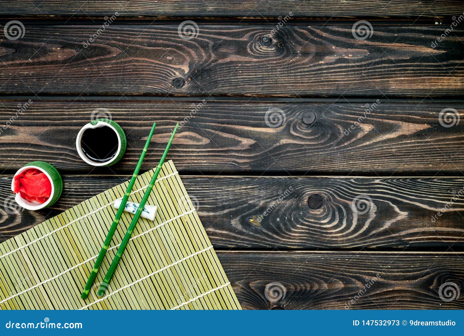 Download Asian Cuisine Set With Bamboo Sticks, Soy Sauce And Ginger ...