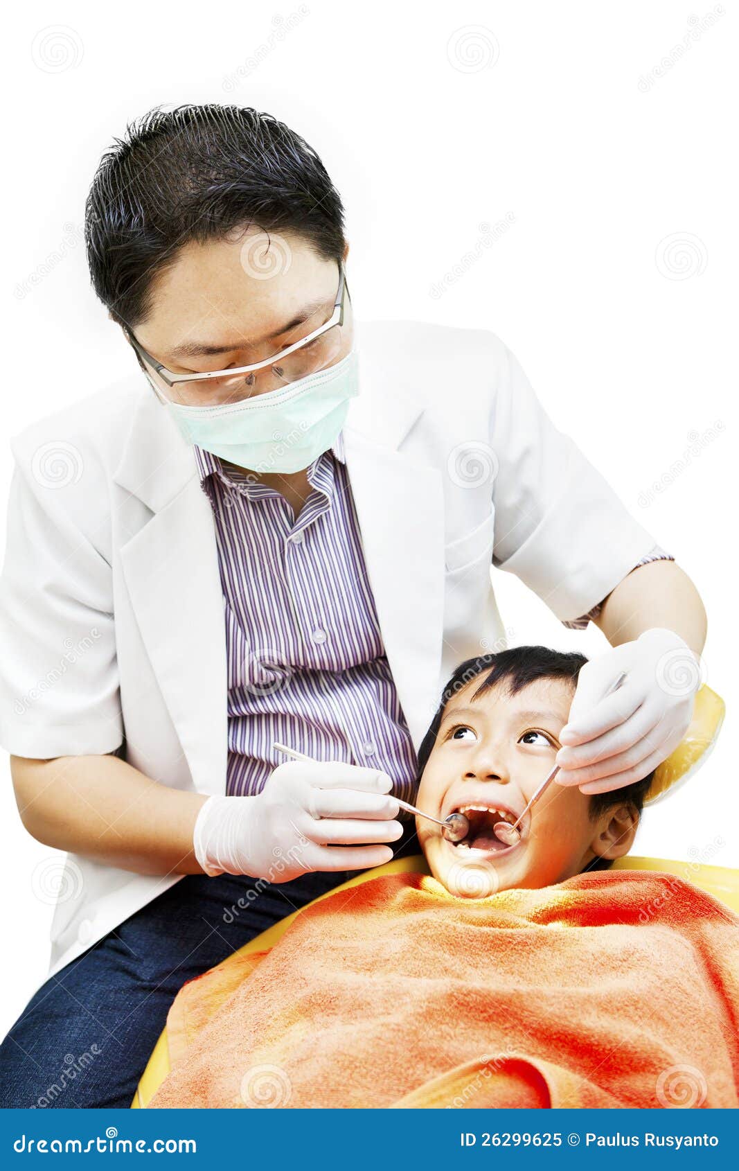Asian Dentist and His Little Patient Stock Image Image of glove