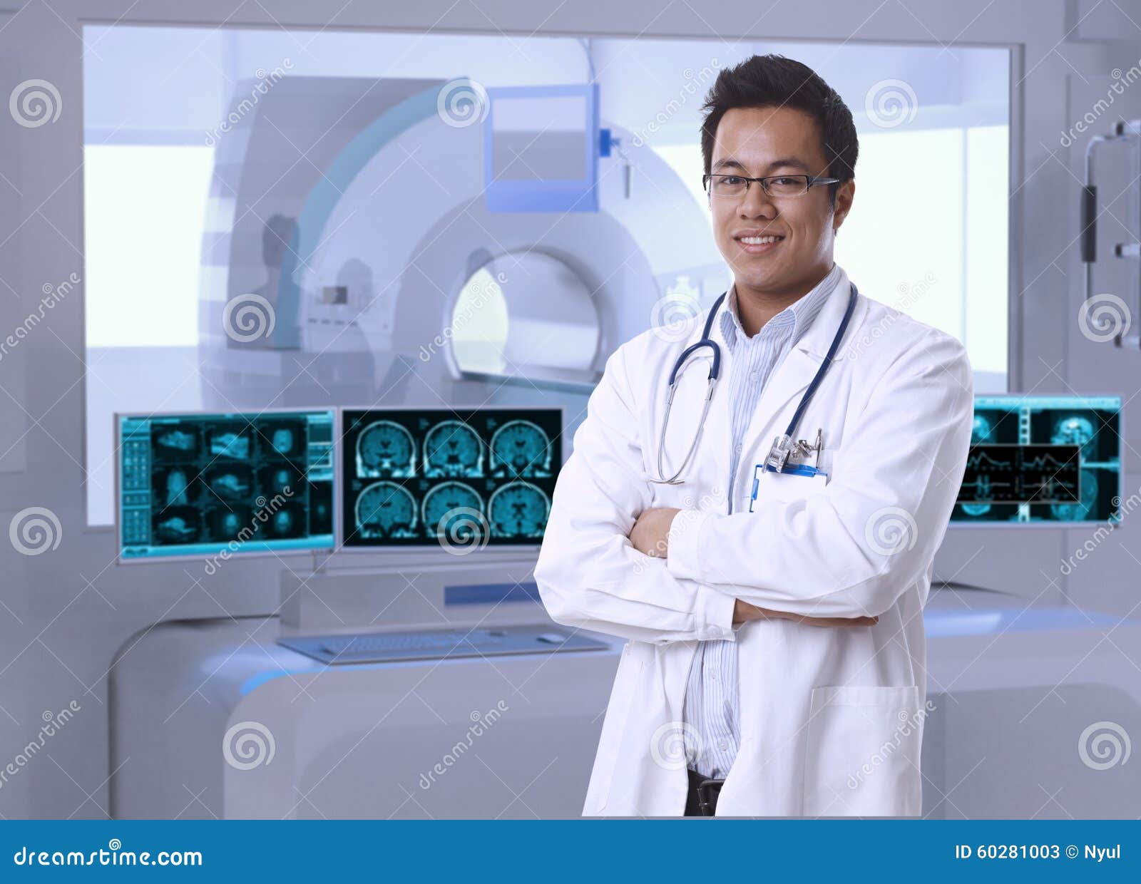 asian doctor in mri room at hospital