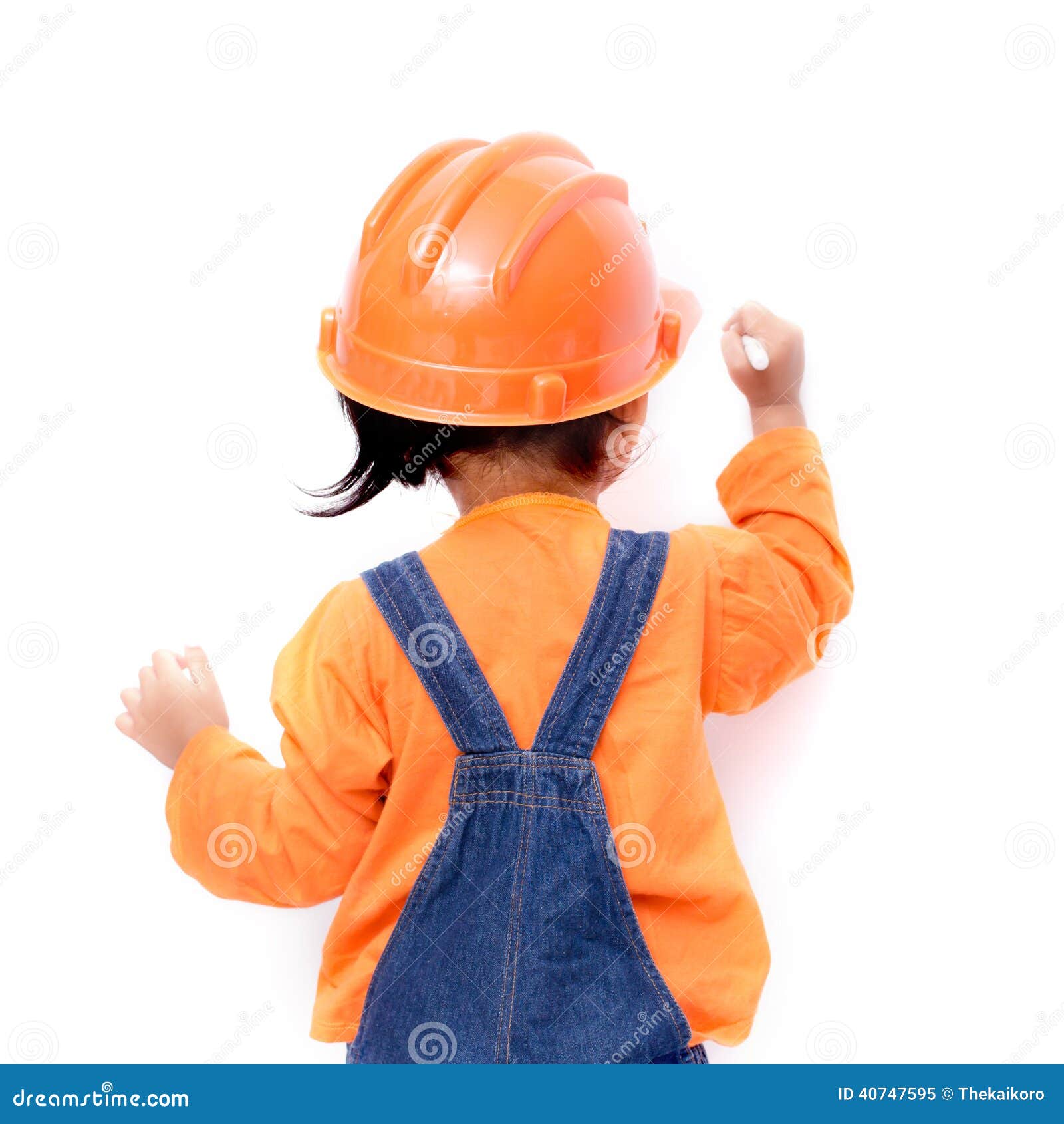 Asian Engineer Baby Girl Writing Something Stock Image Image of