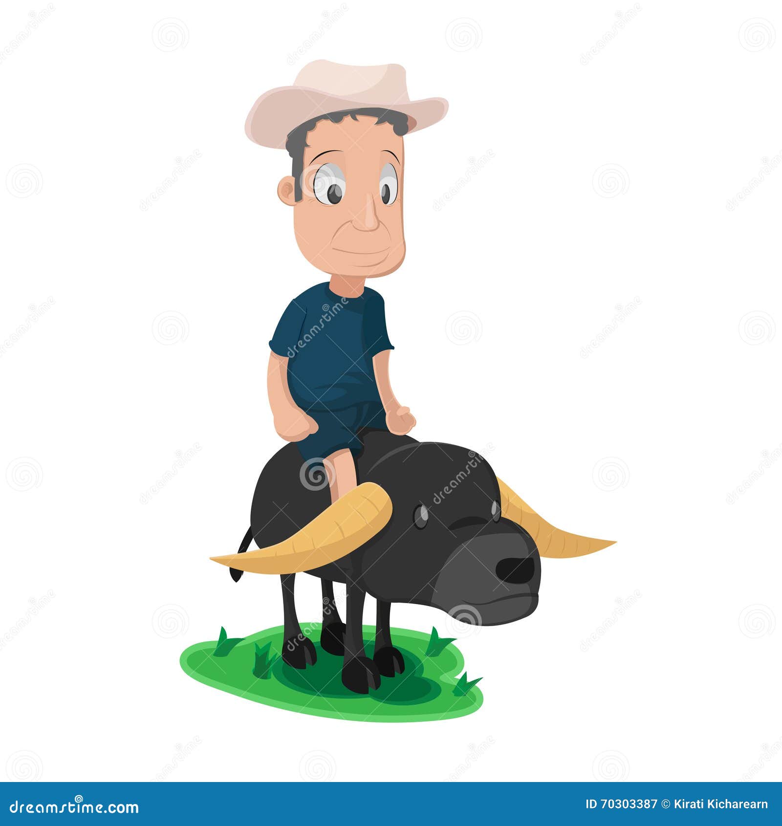 Download Asian Farmer Buffalo Cute Character Stock Vector ...