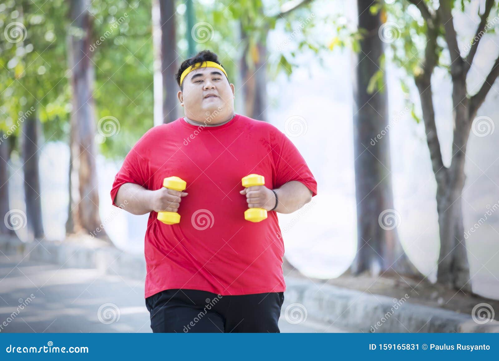 Fat chinese guy running