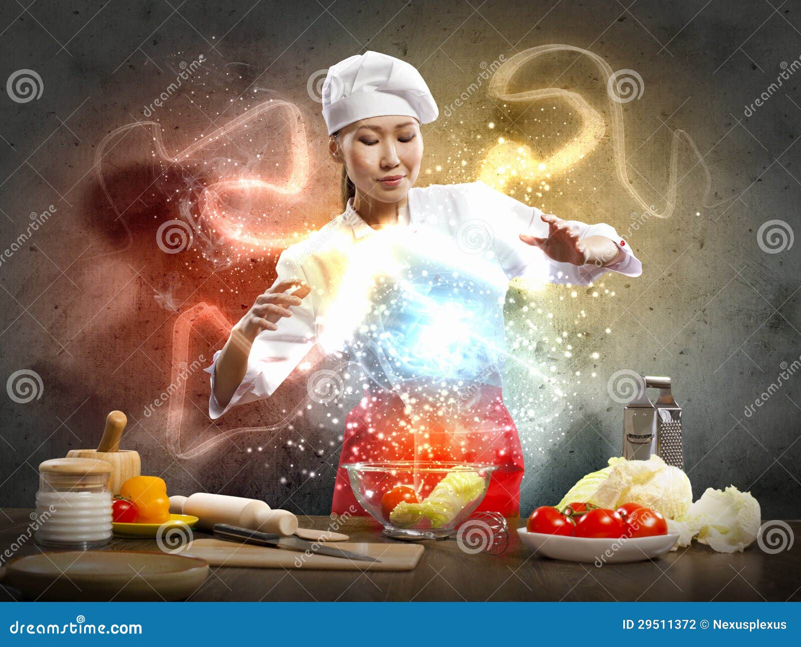 Asian Female Cooking With Magic Stock Photography Image 29511372