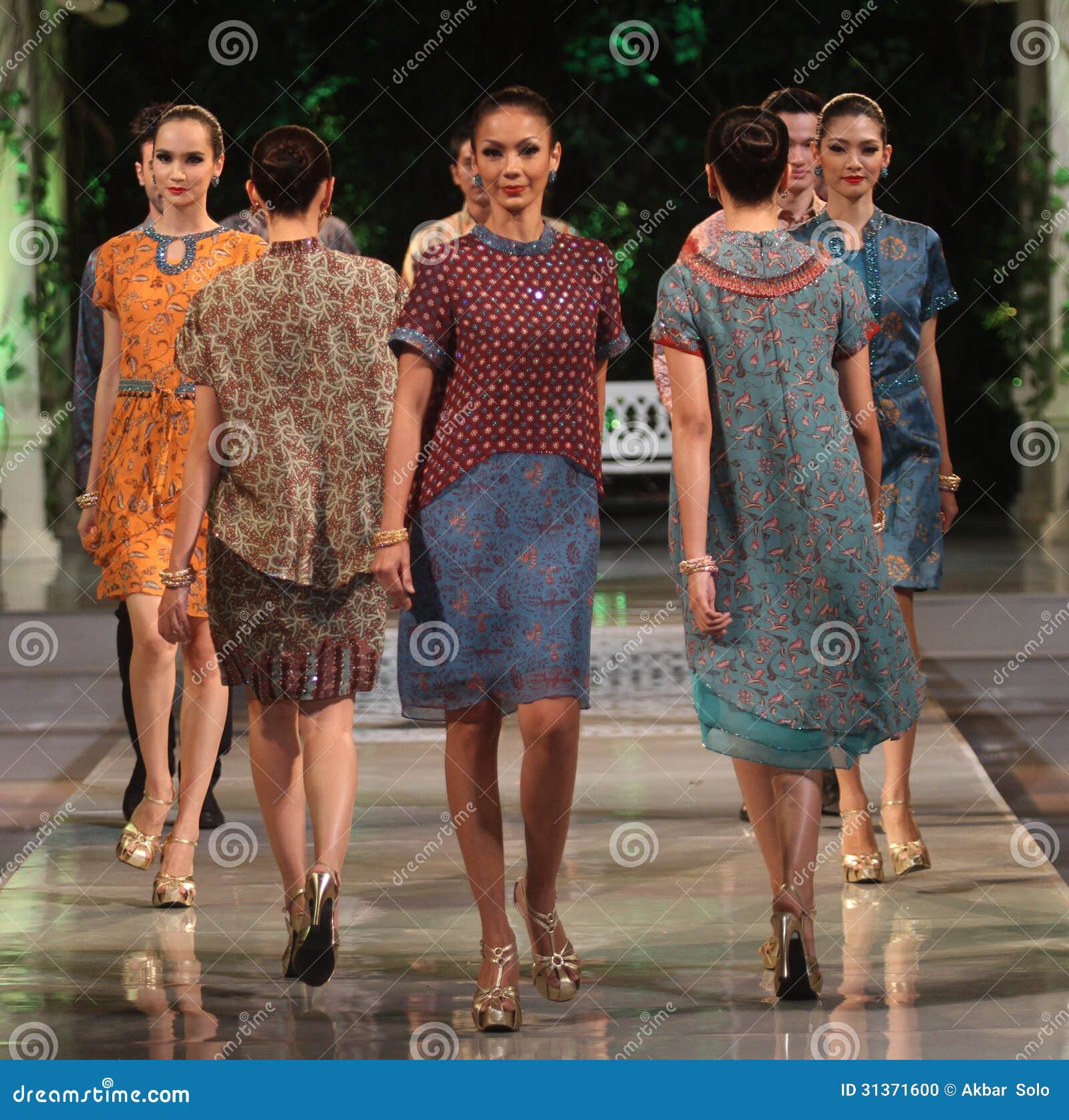 Asian Female Model Wearing Batik At Fashion Show Runway Asian Female Model Wearing Batik At Fashion Show Runway