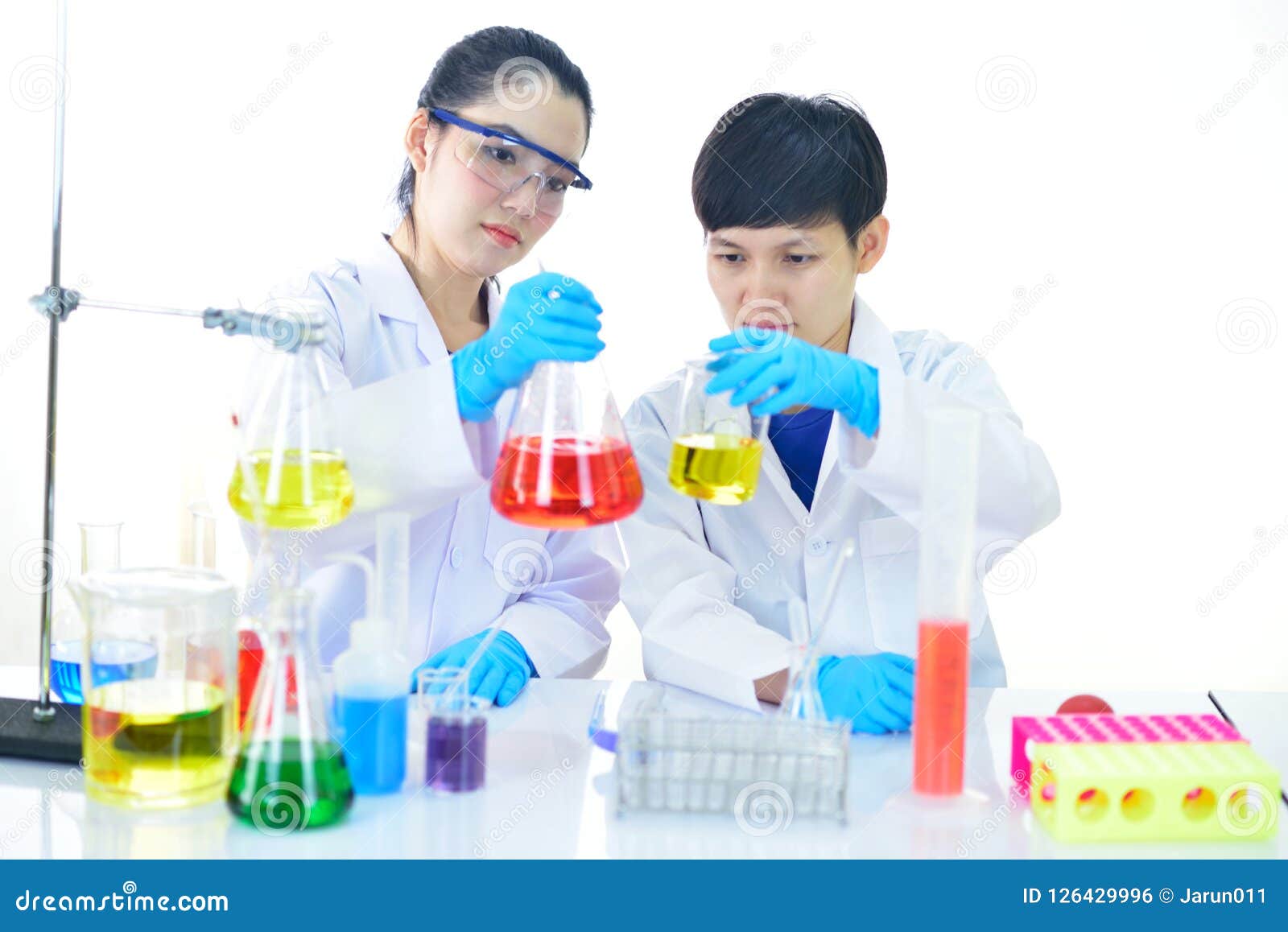 Asian Female Scientists Working in Laboratory Stock Photo - Image of ...