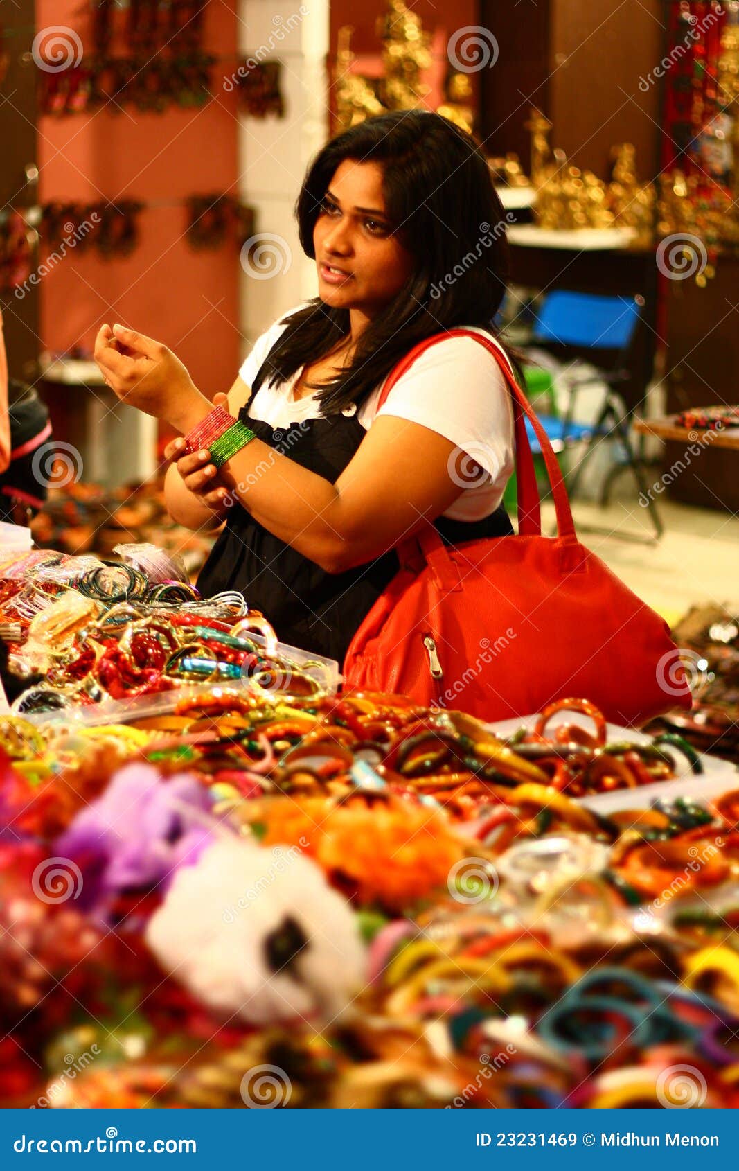 Asian Female Selecting Colorful Bangles Stock Image Image of clips