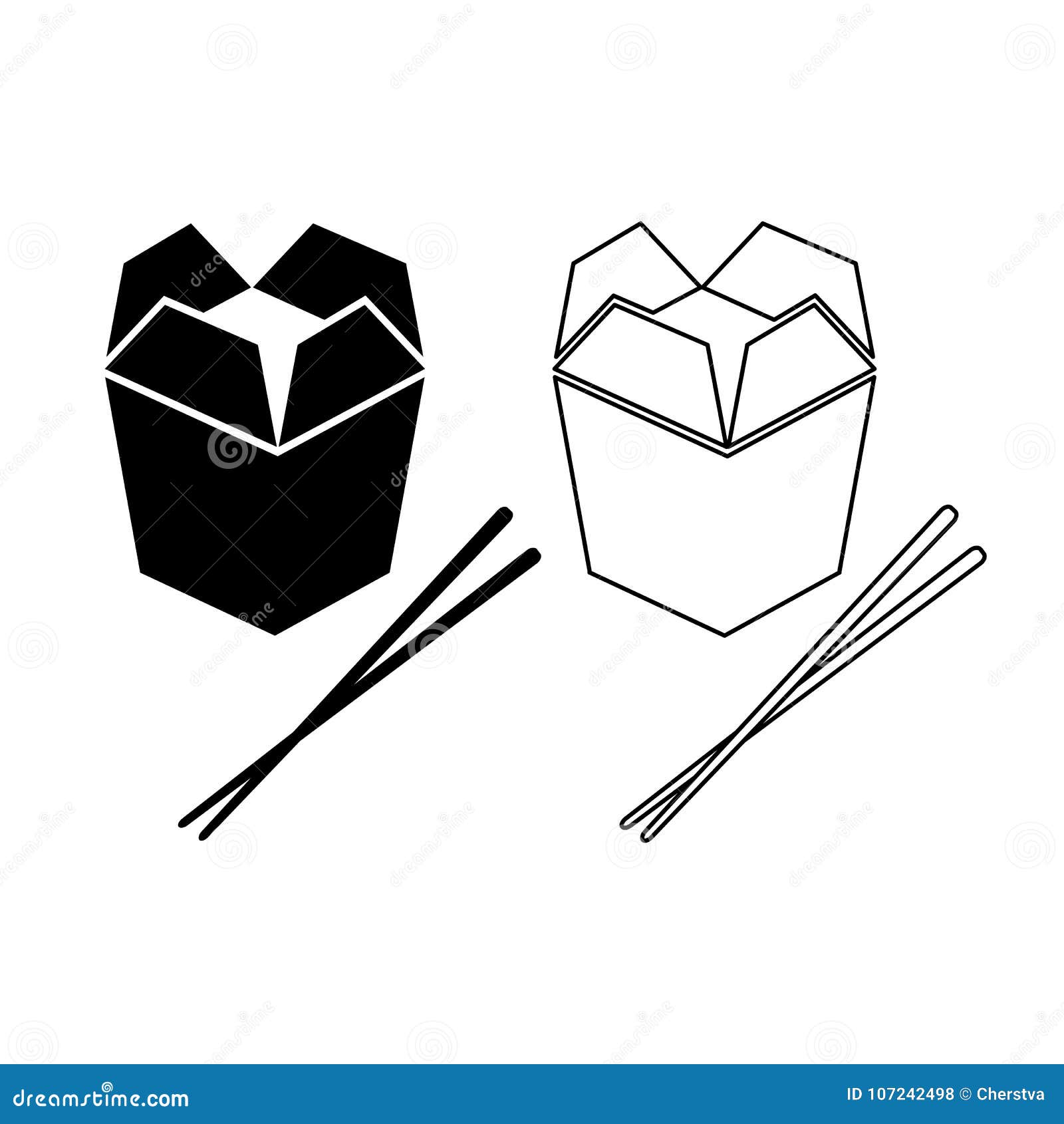 asian food box and chopsticks icon.