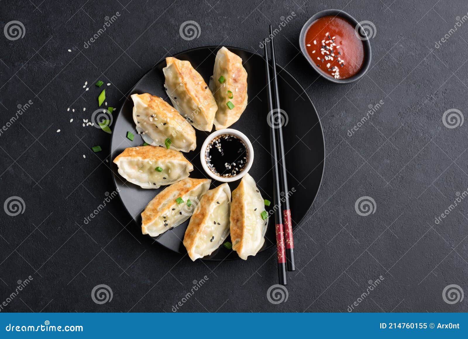 asian food gyoza or jiaozi fried dumplings