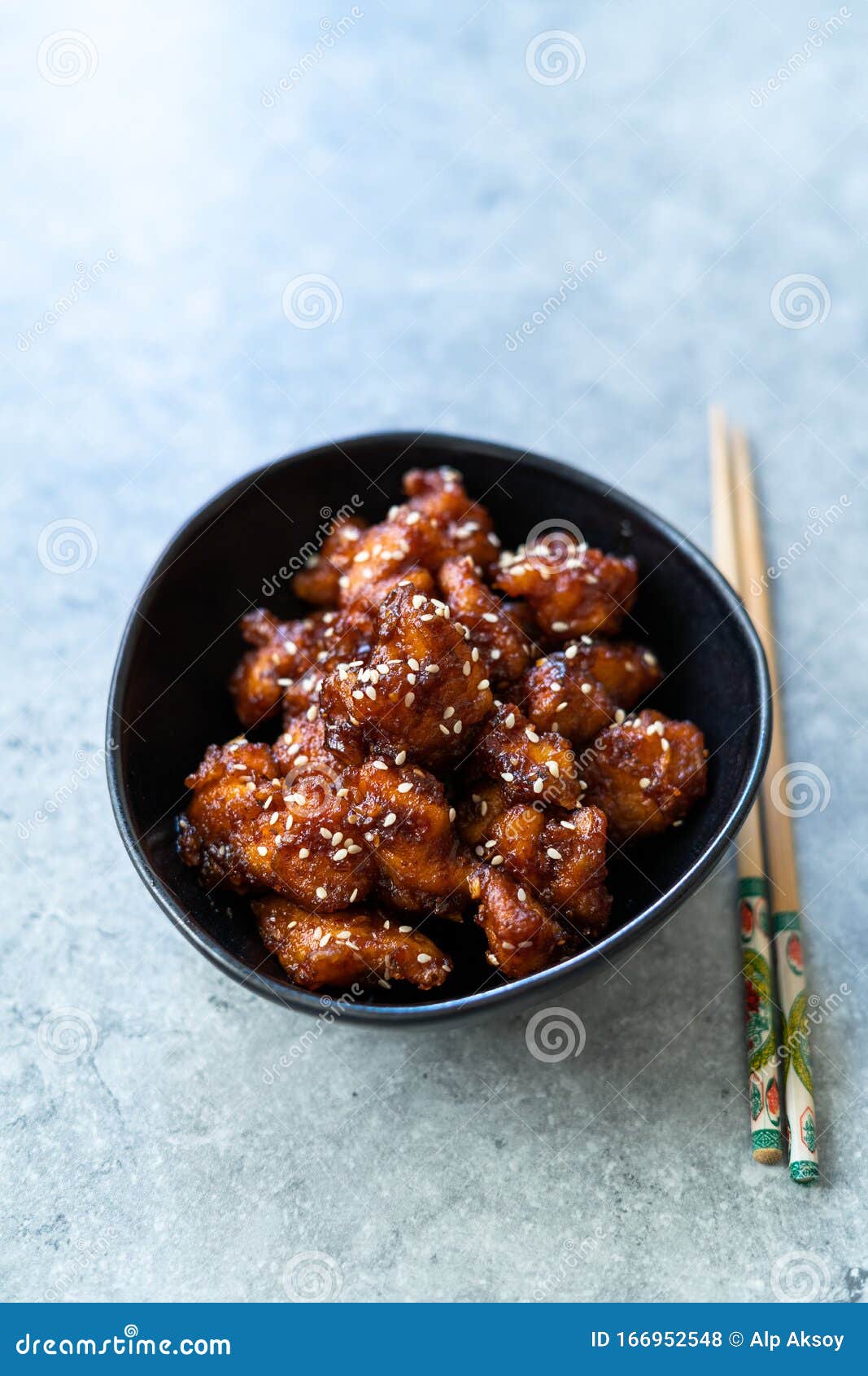 Asian Food Homemade Chinese General Tsos Chicken with Sesame Seeds ...
