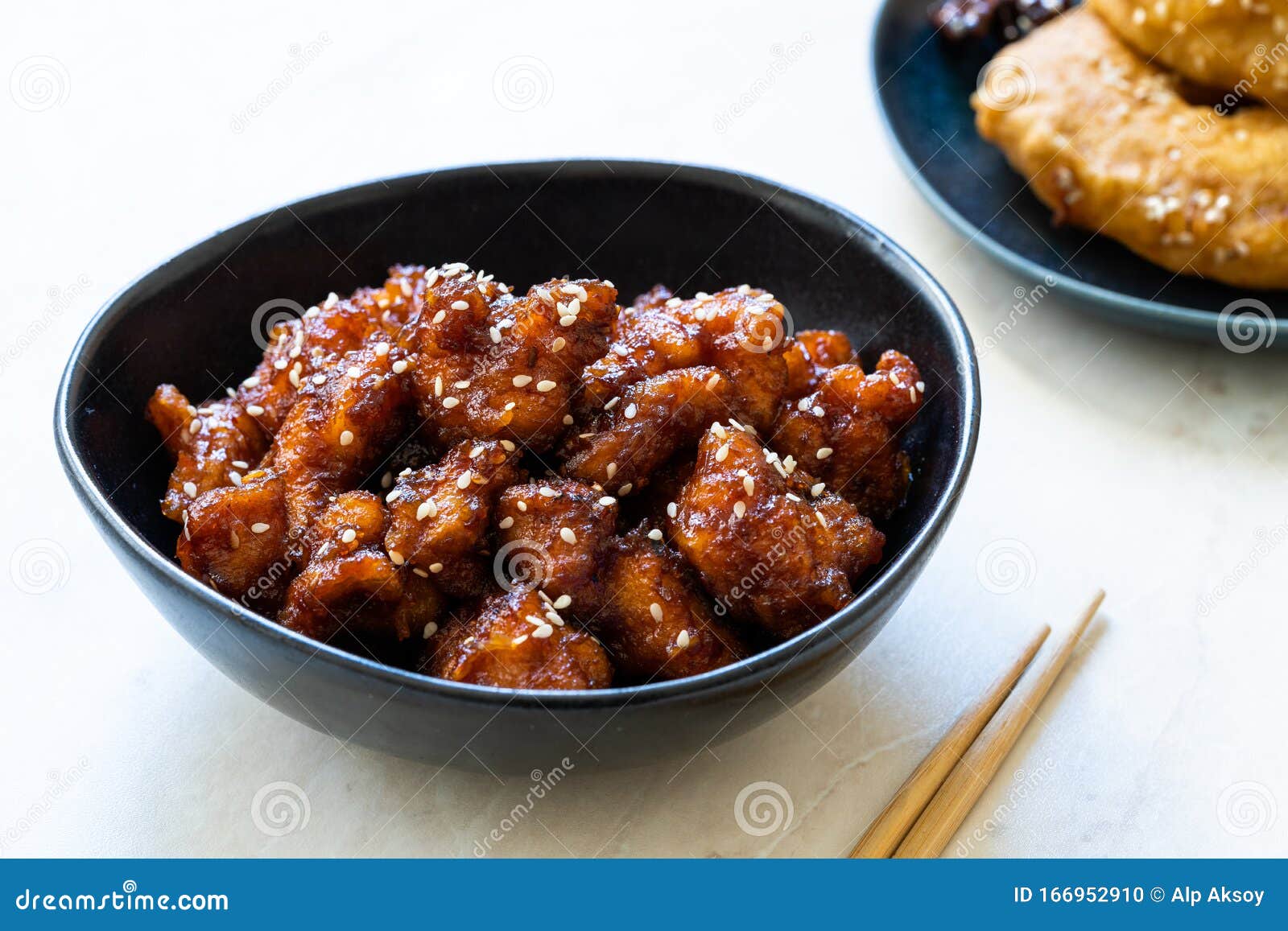 Asian Food Homemade Chinese General Tsos Chicken with Sesame Seeds ...
