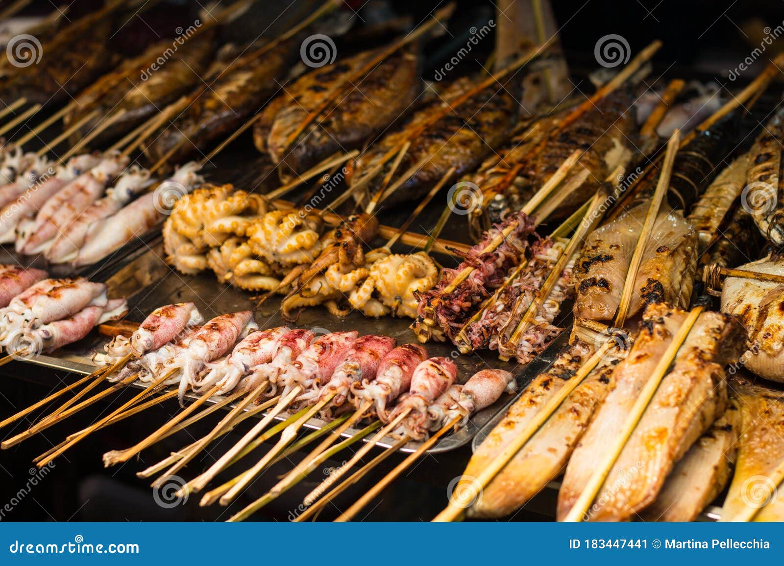 Asian Food in a Street Market Stock Image - Image of eating, charcoal