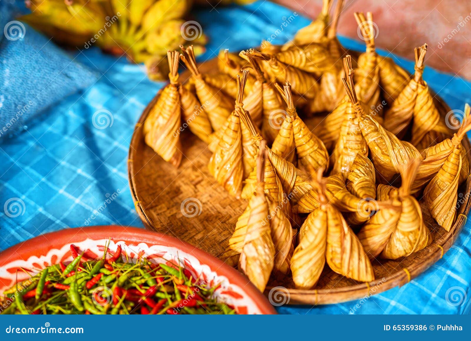 asian food. thai ketupat daun palas ( rice dumpling ). thailand