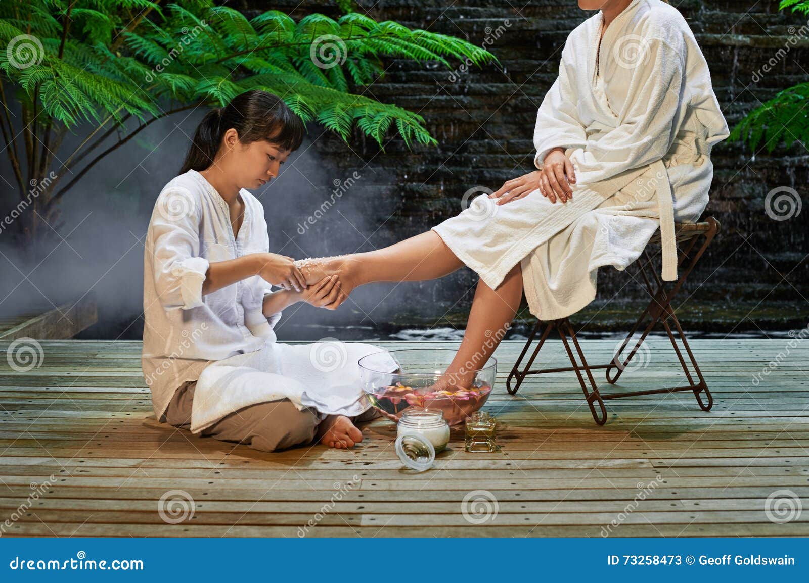Asian Foot Massage Salts Gentle Spa Treatment Stock Image Image Of