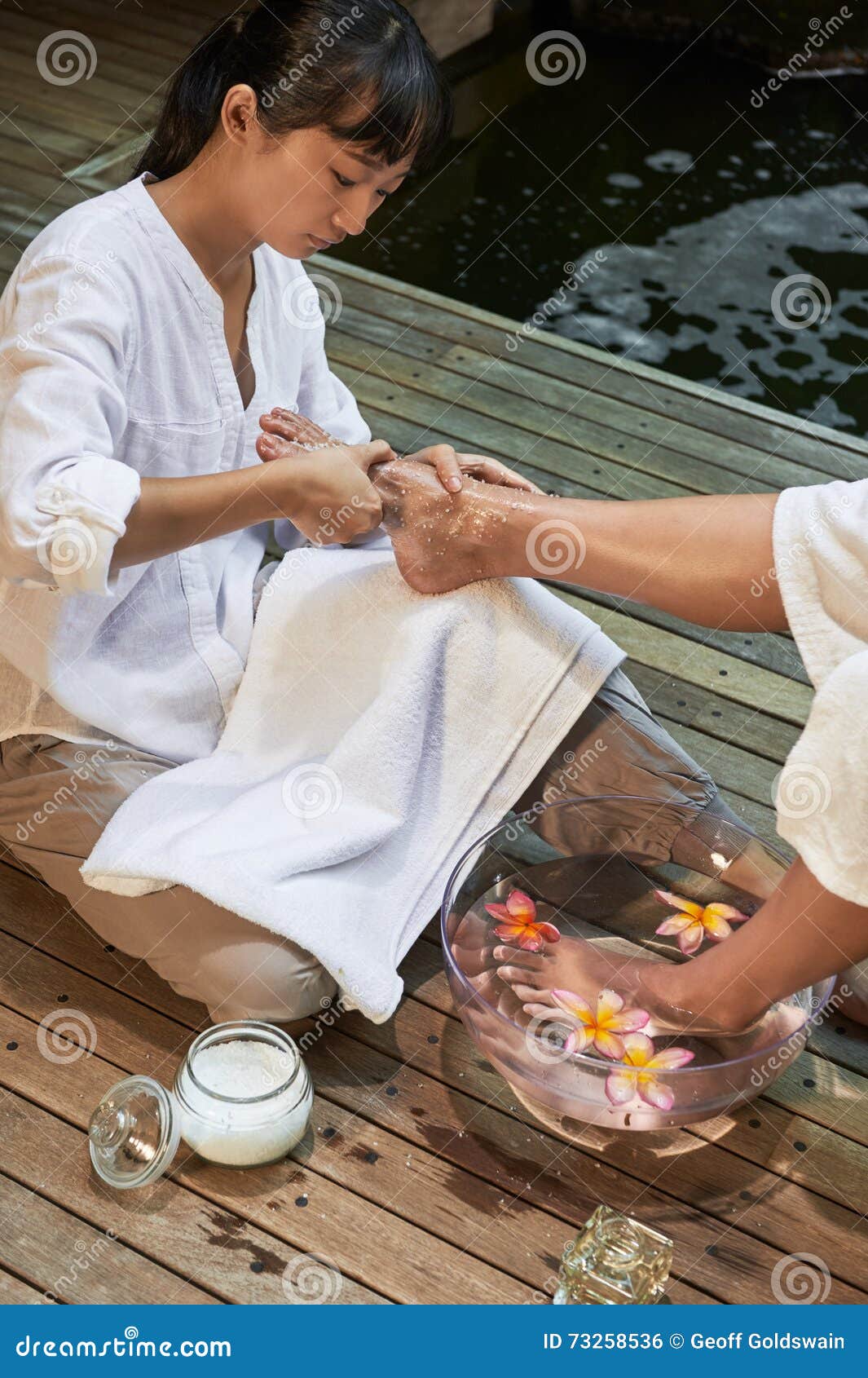 Asian Foot Massage Salts Gentle Spa Treatment Stock Photo Image of