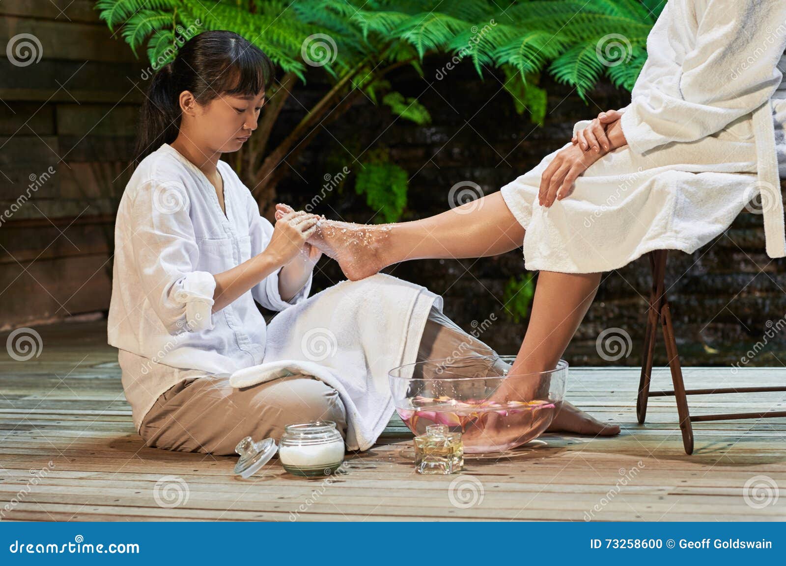 Asian Foot Massage Salts Gentle Spa Treatment Stock Photo Image Of