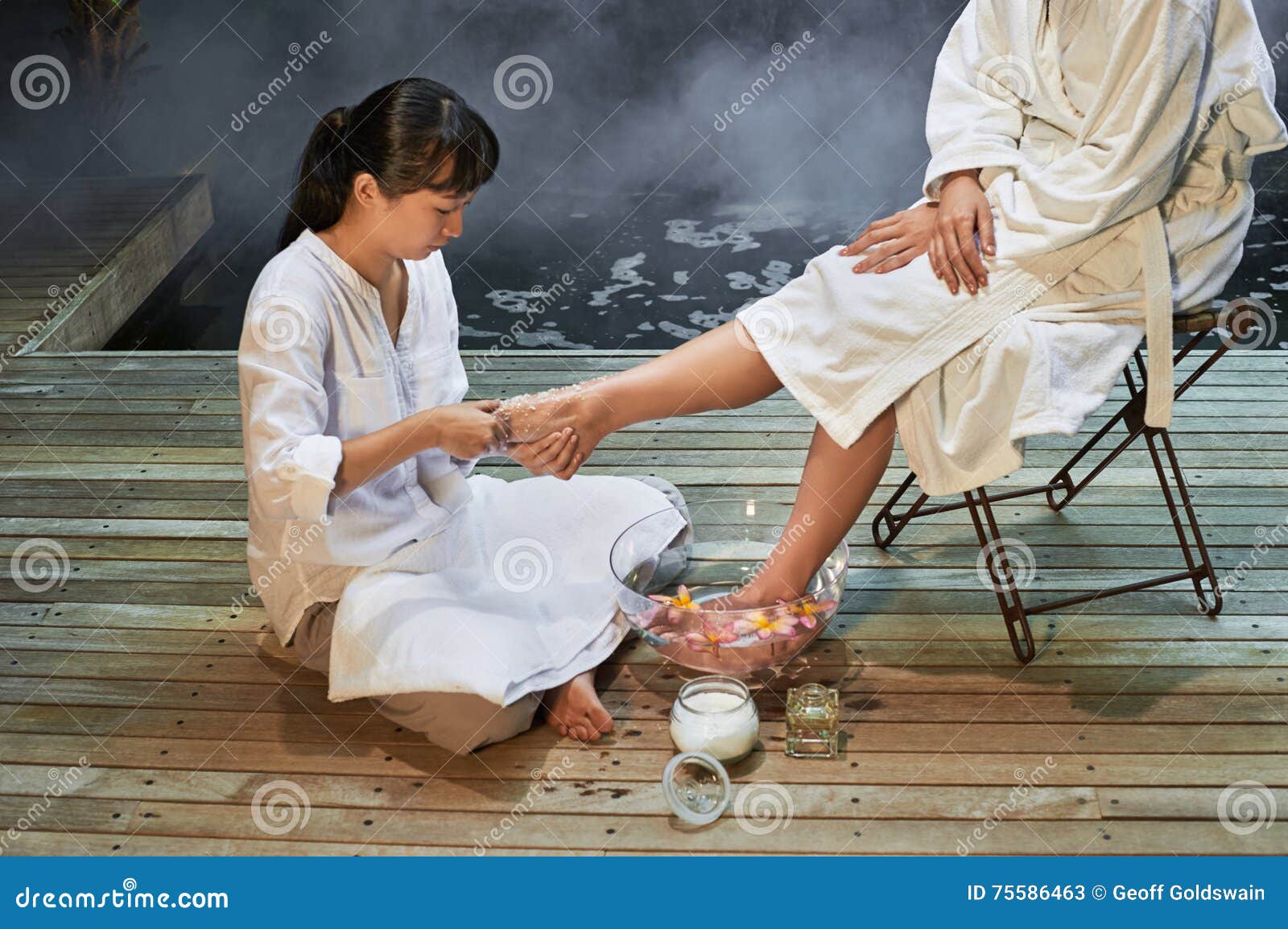 Asian Foot Massage Therapy Spa Hot Stone Stock Image Image Of