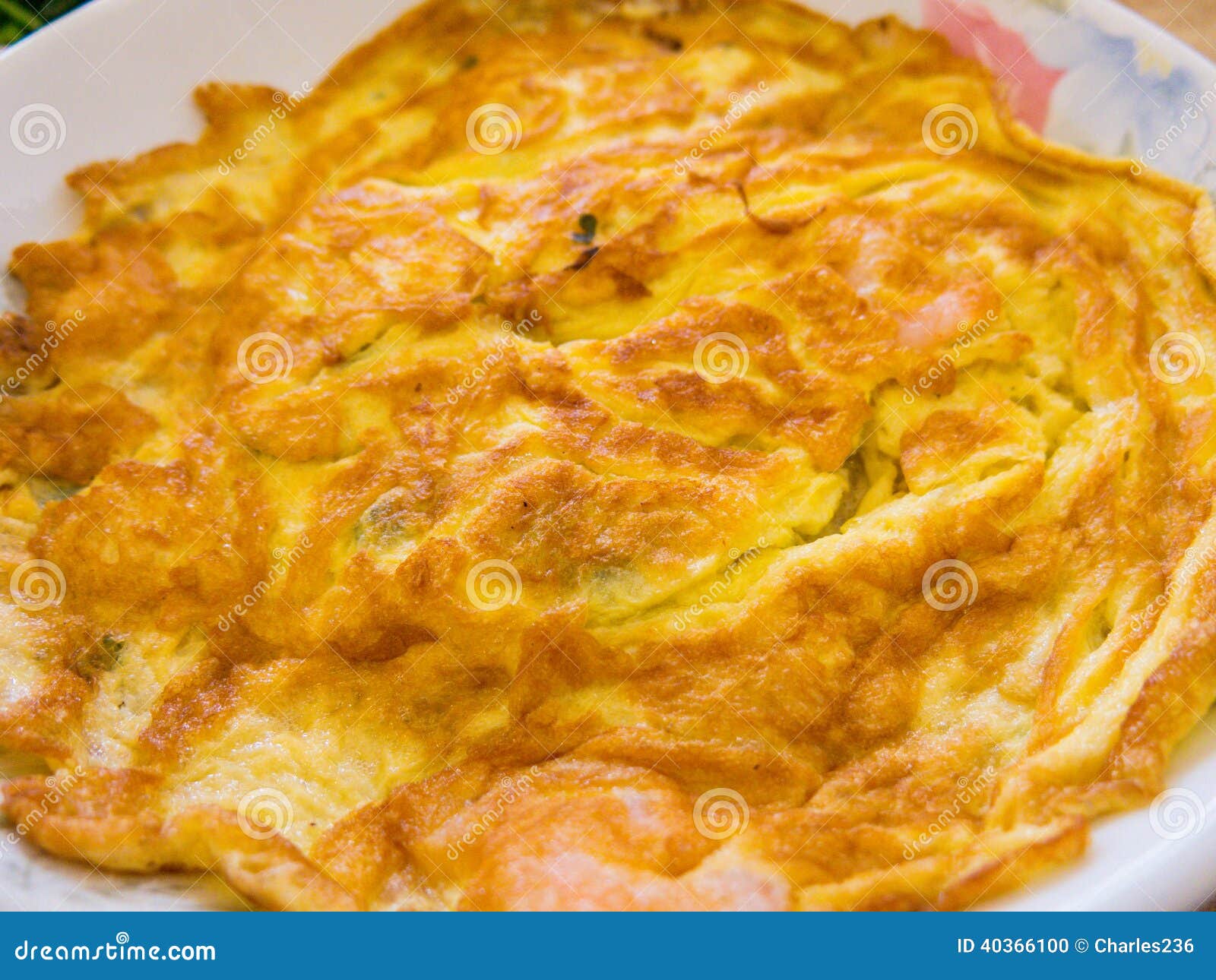 Asian Fried Egg Omelette with Shrimps Stock Photo - Image of lunch