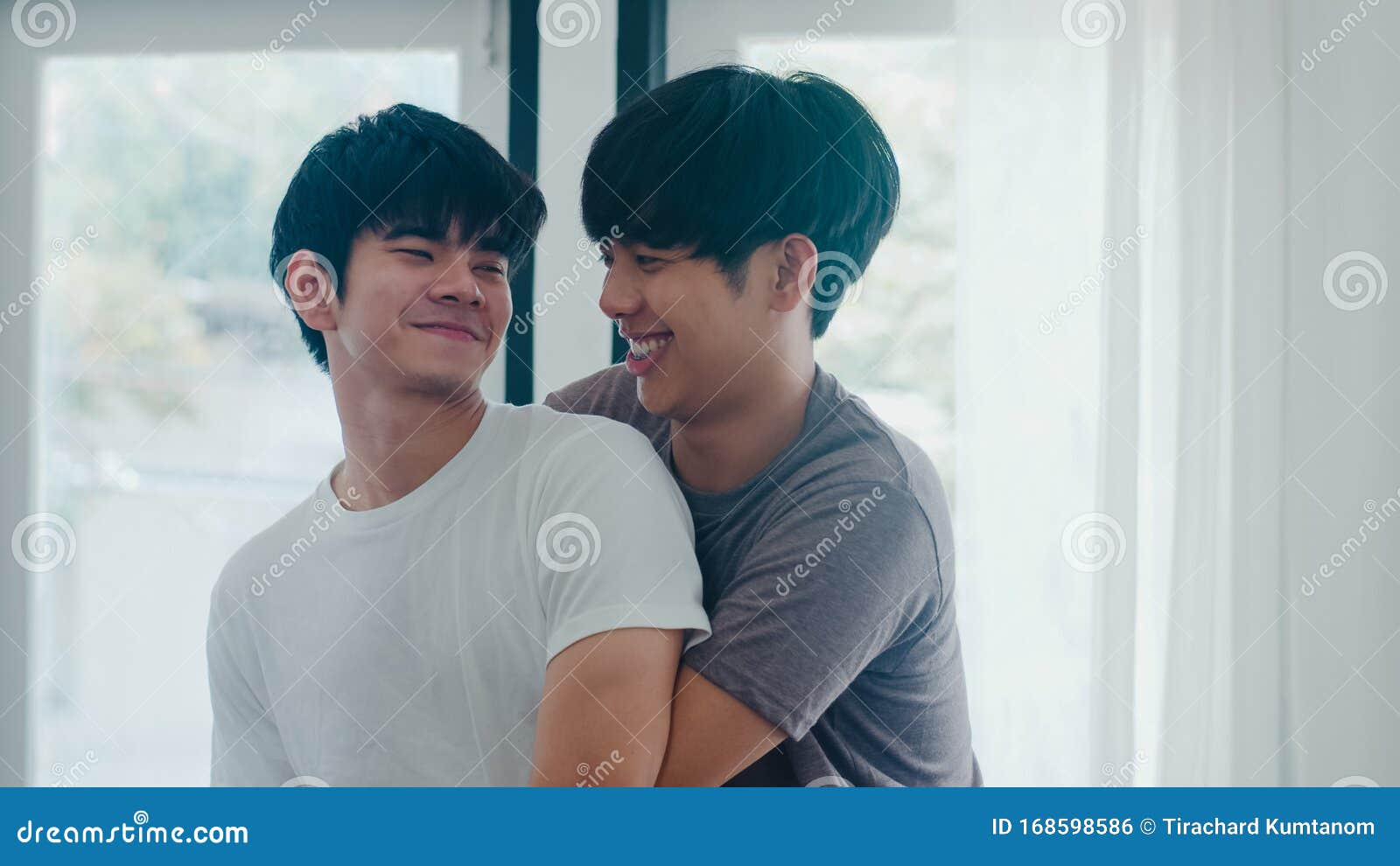 White asian gay couple