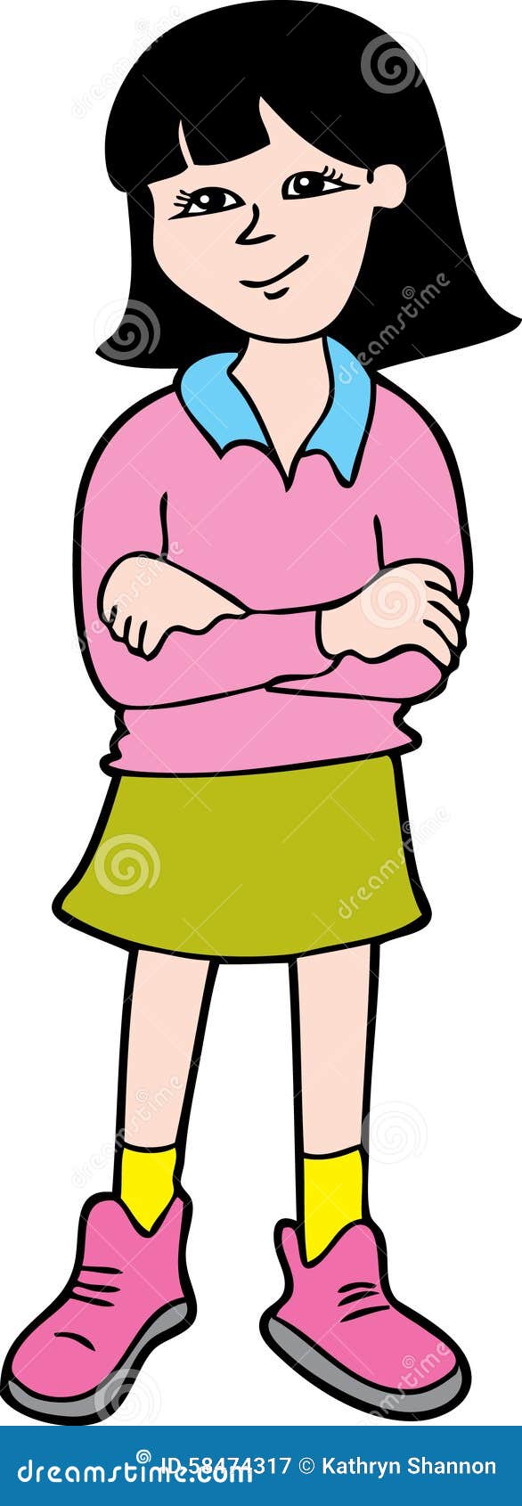 Asian girl with black hair stock vector. Illustration of ... Asian girl with blac