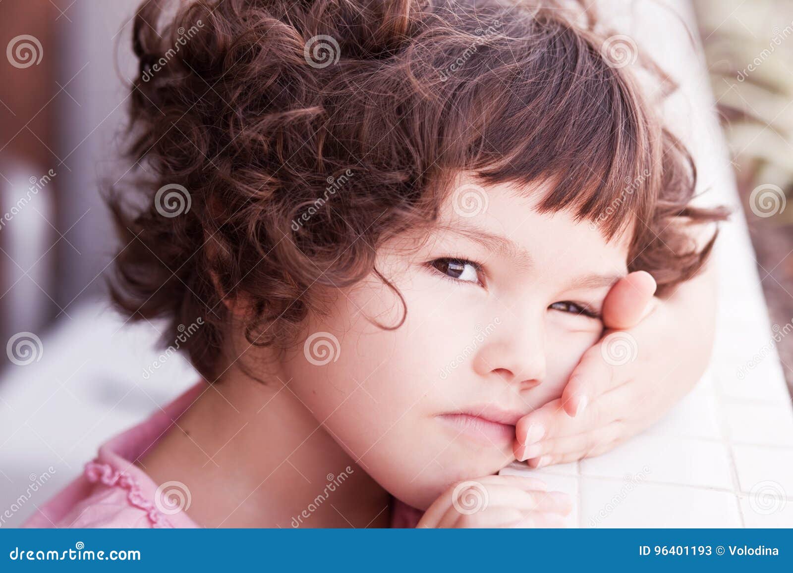 Asian Girl With Curly Short Hair Stock Image Image Of Hair Child 96401193