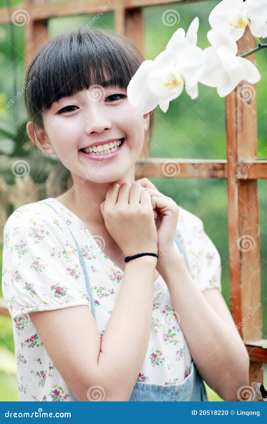 Asian girl with flower stock photo. Image of girl, health 20518220