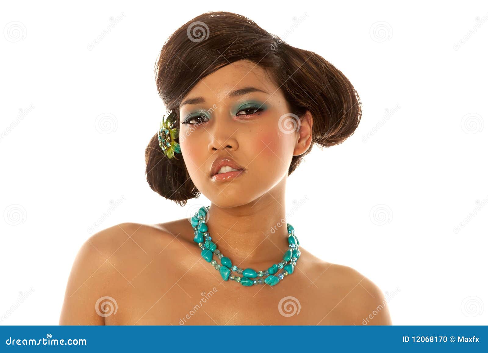 asian girl with hairdo and makeup