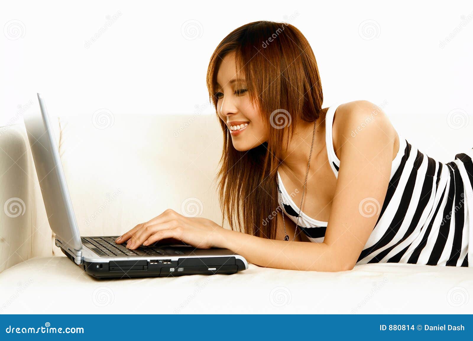 Asian girl with laptop stock photo. Image of female, business - 880814