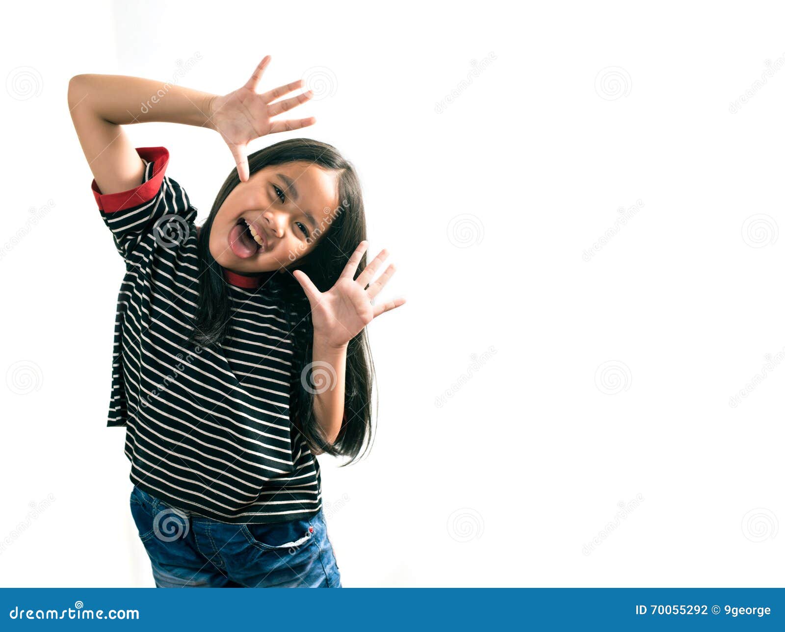 Asian Girl Poses for a Picture Isolated on White Stock Photo - Image of ...