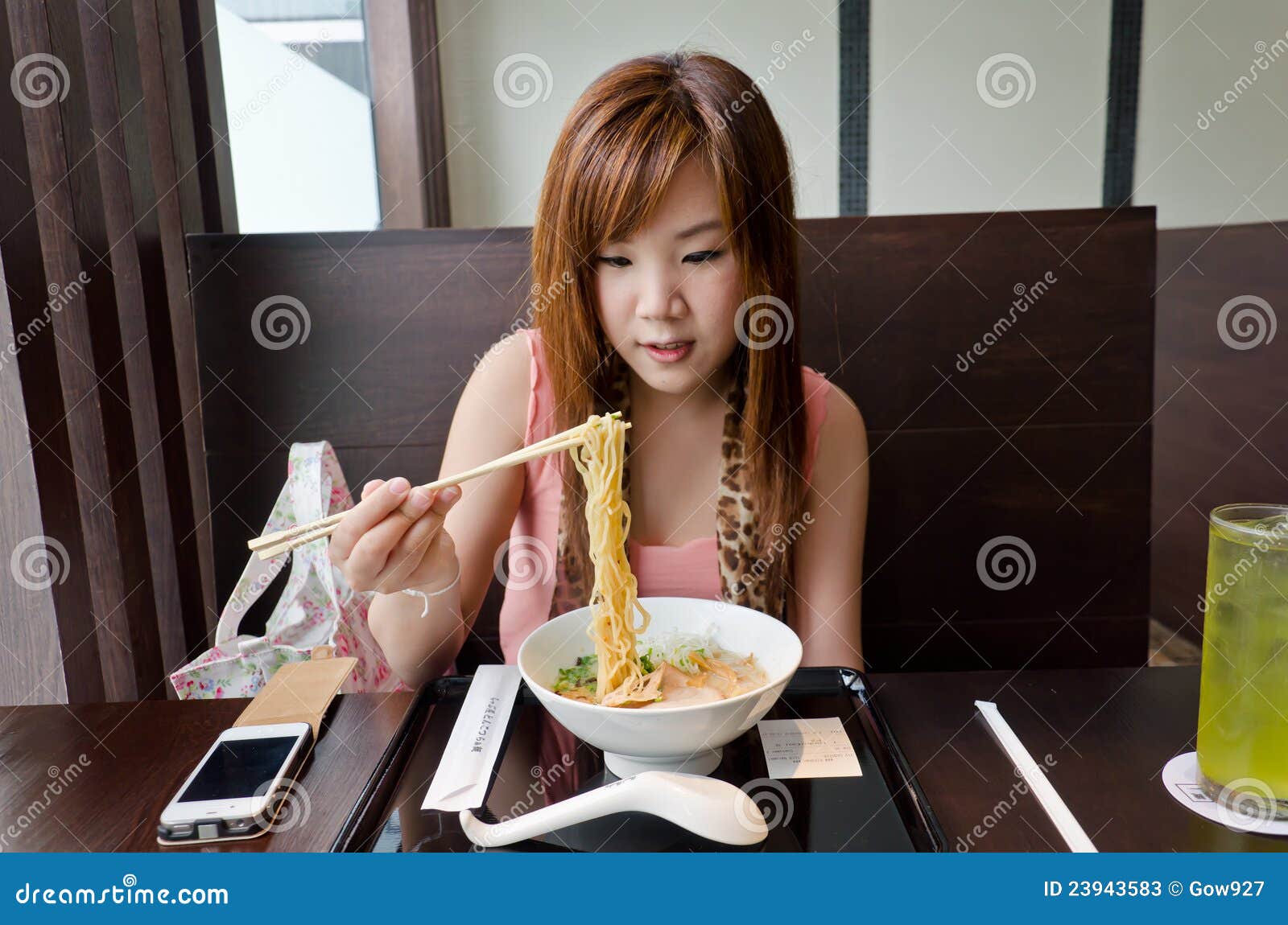 Asian Girl Prepare To Eat Japanese Ramen Stock Image - Image of