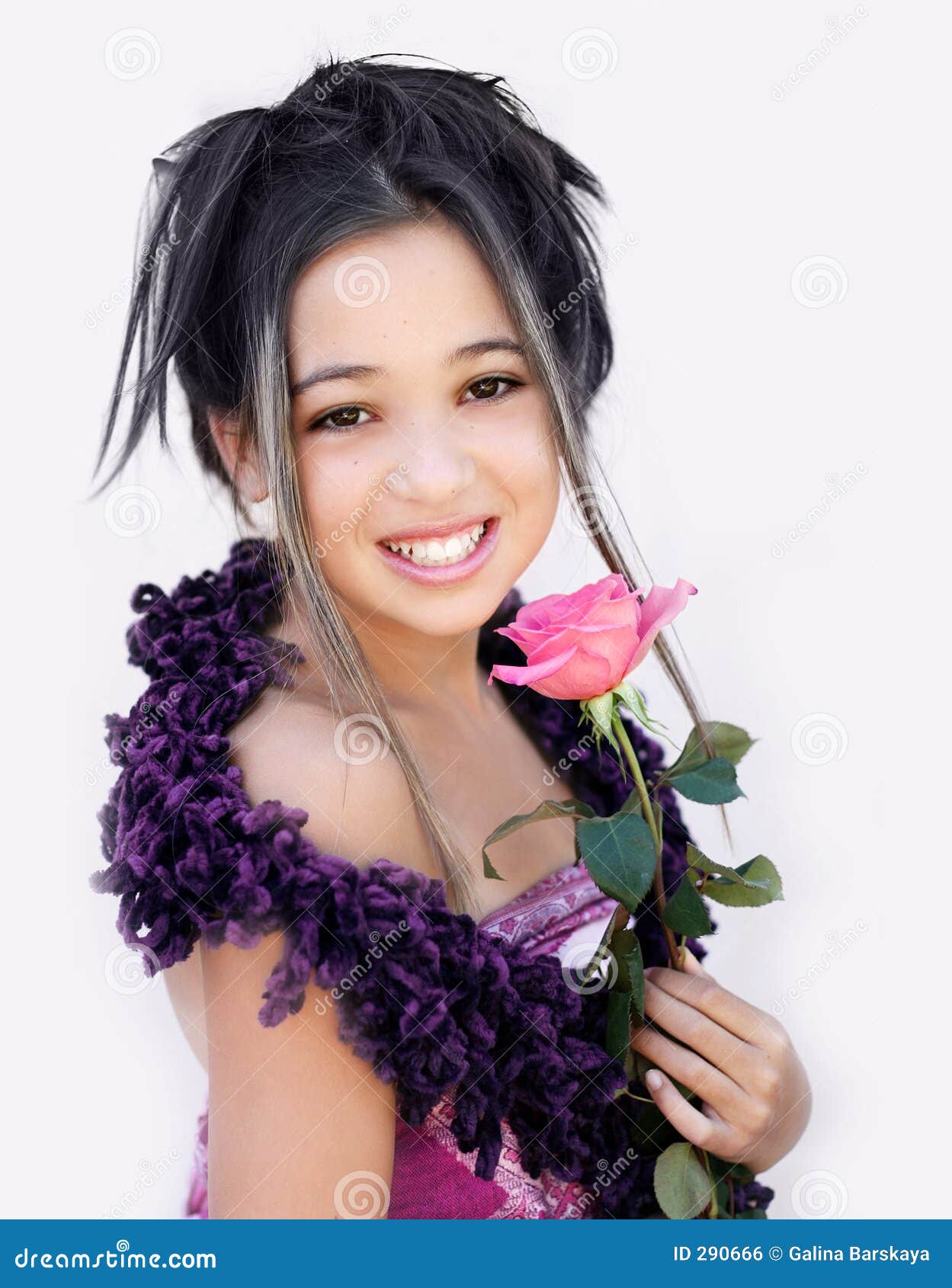 Asian girl with a rose stock photo. Image of flowers, flower 290666