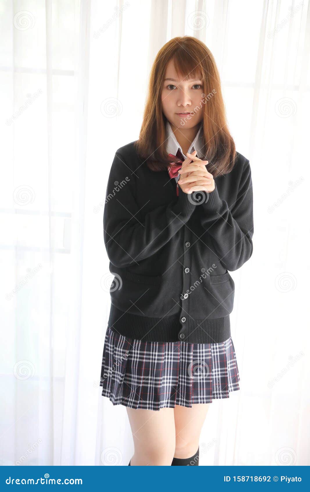 Asian Girl in School Uniform Stock Photo - Image of beautiful, fashion ...