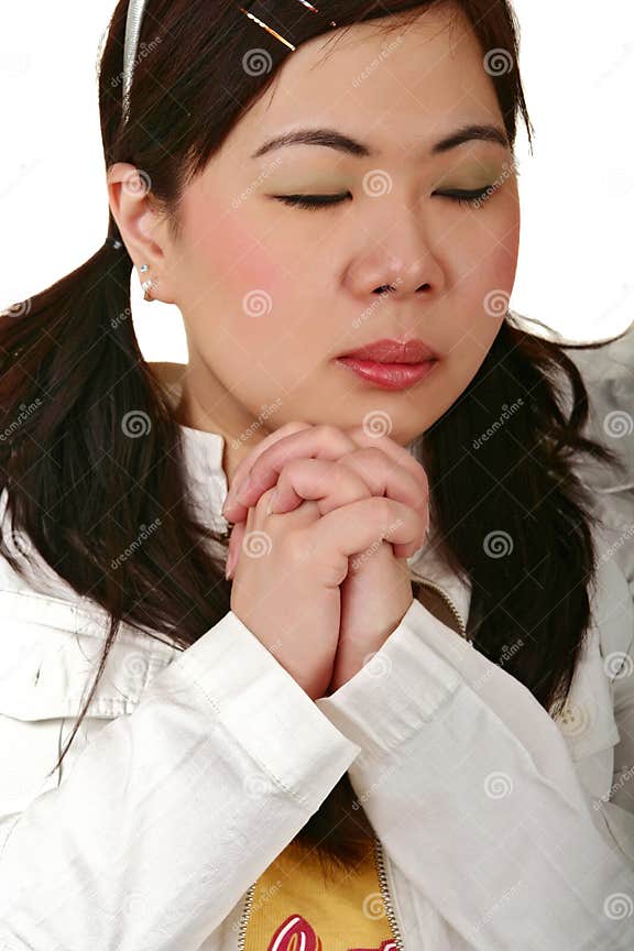 Asian Girl Solemnly Praying Stock Photo Image of girl, chinese 2483200