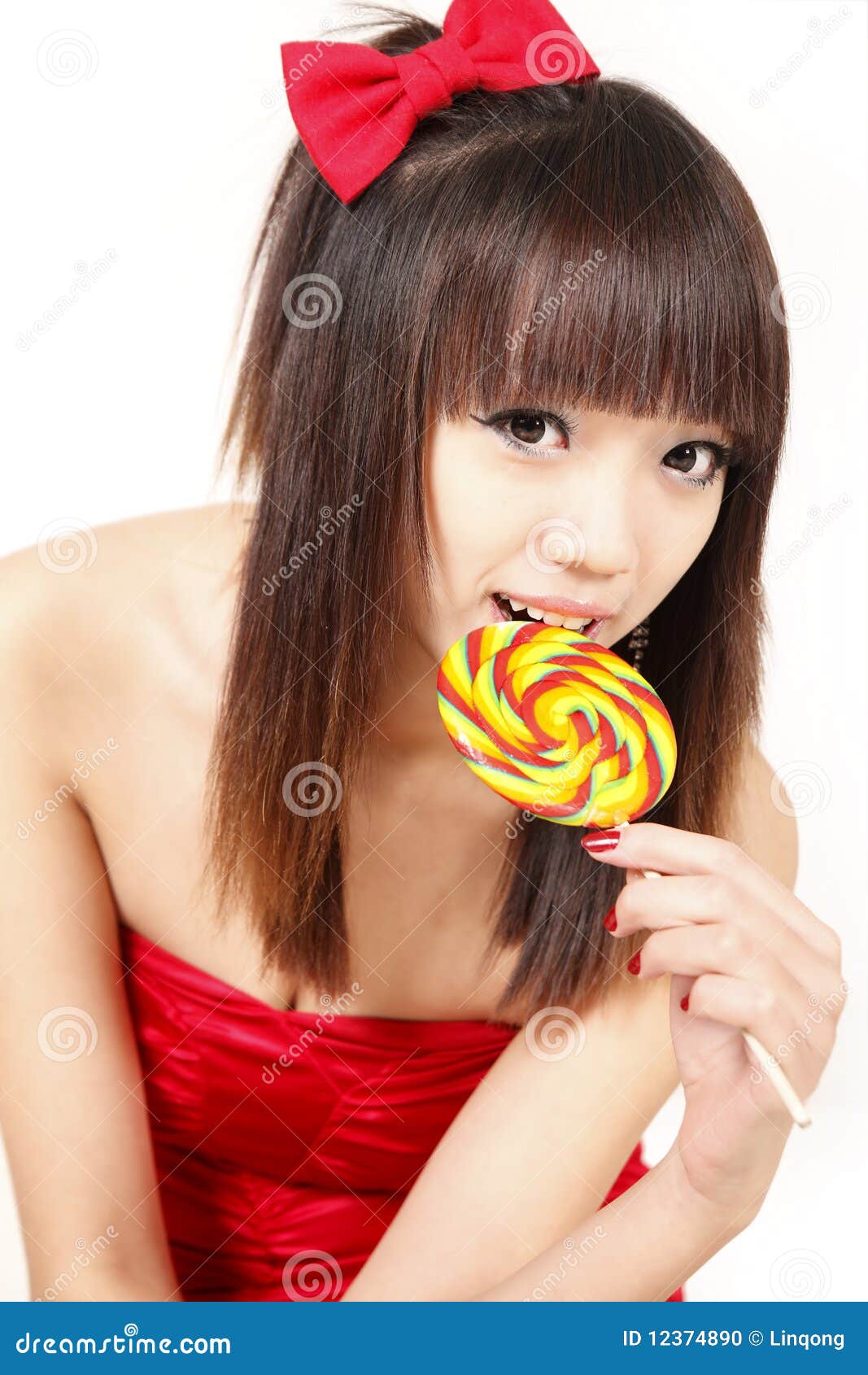 Asian Girl With Sweet Candy Stock Photo Image 12374890