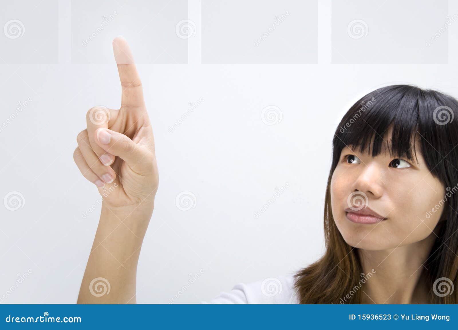 Asian girl touch screen stock image. Image of empty, access 15936523