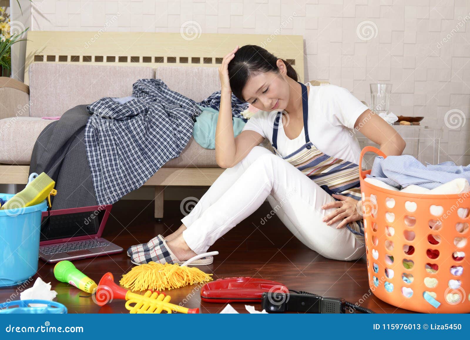 Tired Asian Housewife Stock Image Image Of Distress 115976013